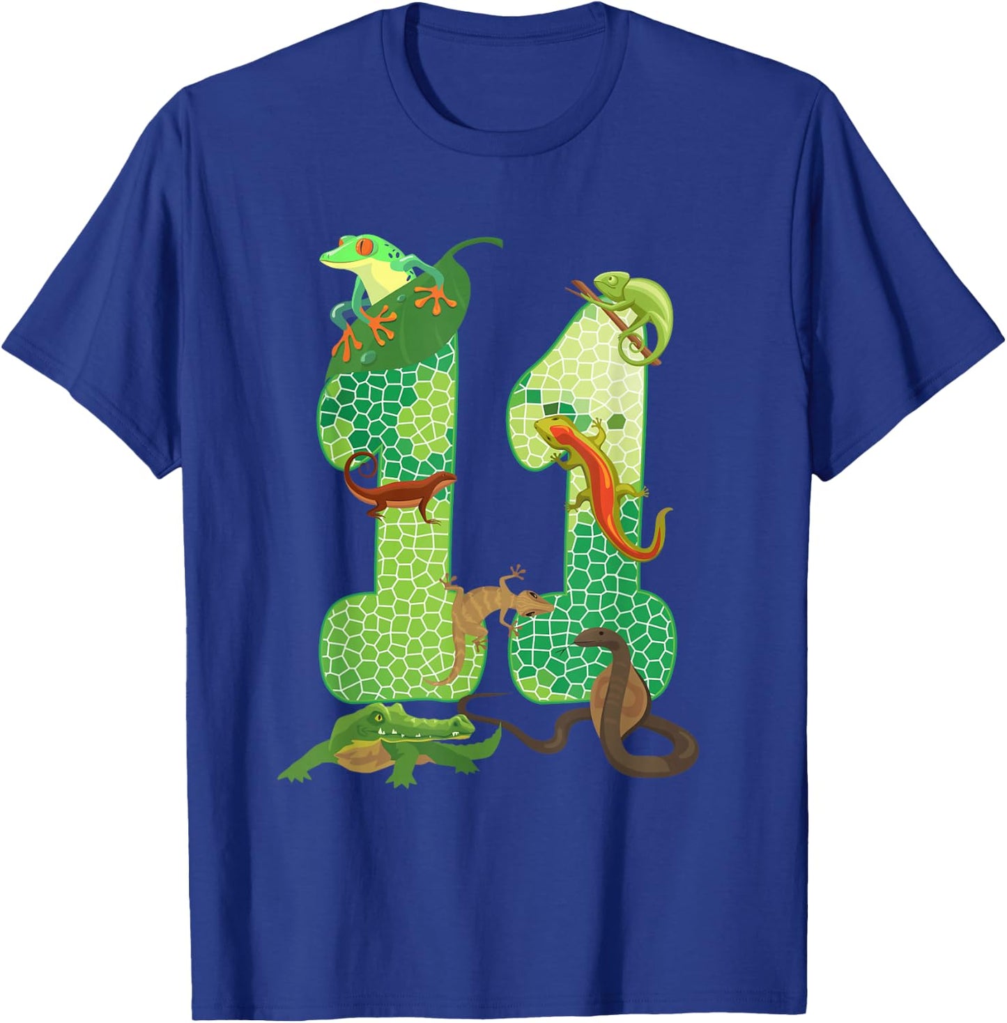 11th Birthday Reptile Themed 11 Year Old Birthday Party T-Shirt - T-Shirt | Royal