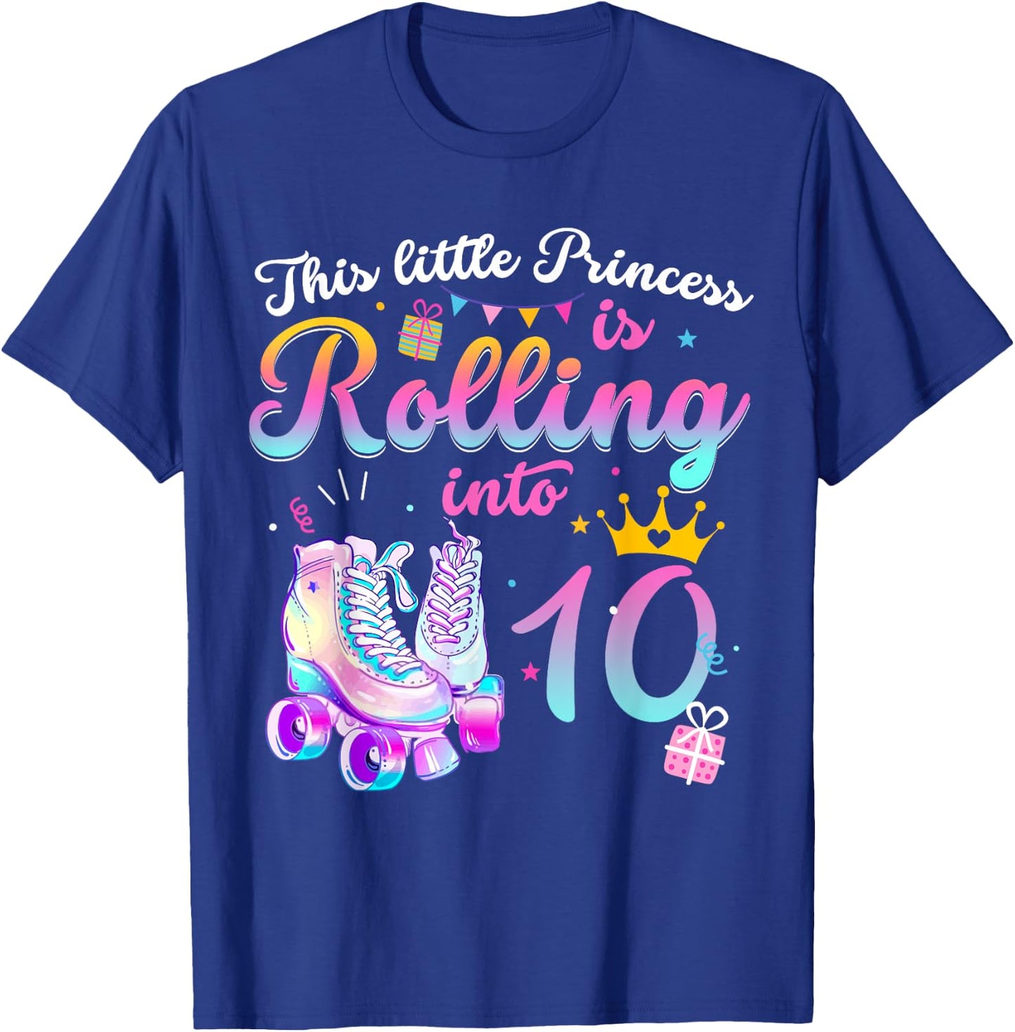 Roller Skate 10th Birthday Shirt 10 Year Old Girl Party Gift T-Shirt - T-Shirt | Royal