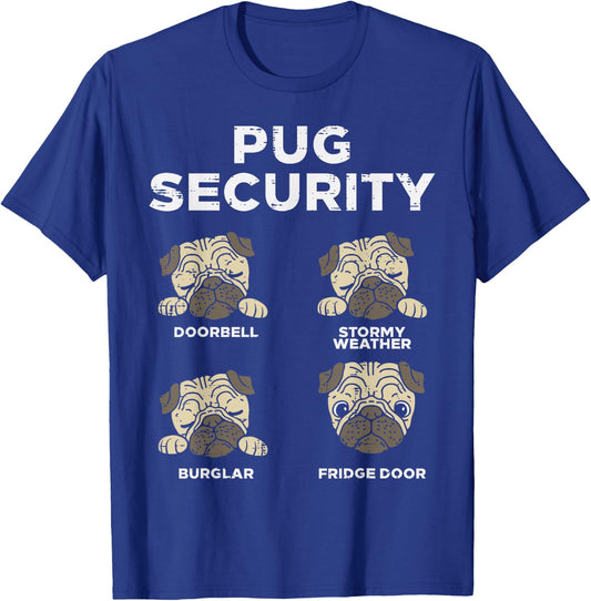 Pug Security Funny Animal Pet Dog Lover Owner Men Women Gift T-Shirt - T-Shirt | Royal
