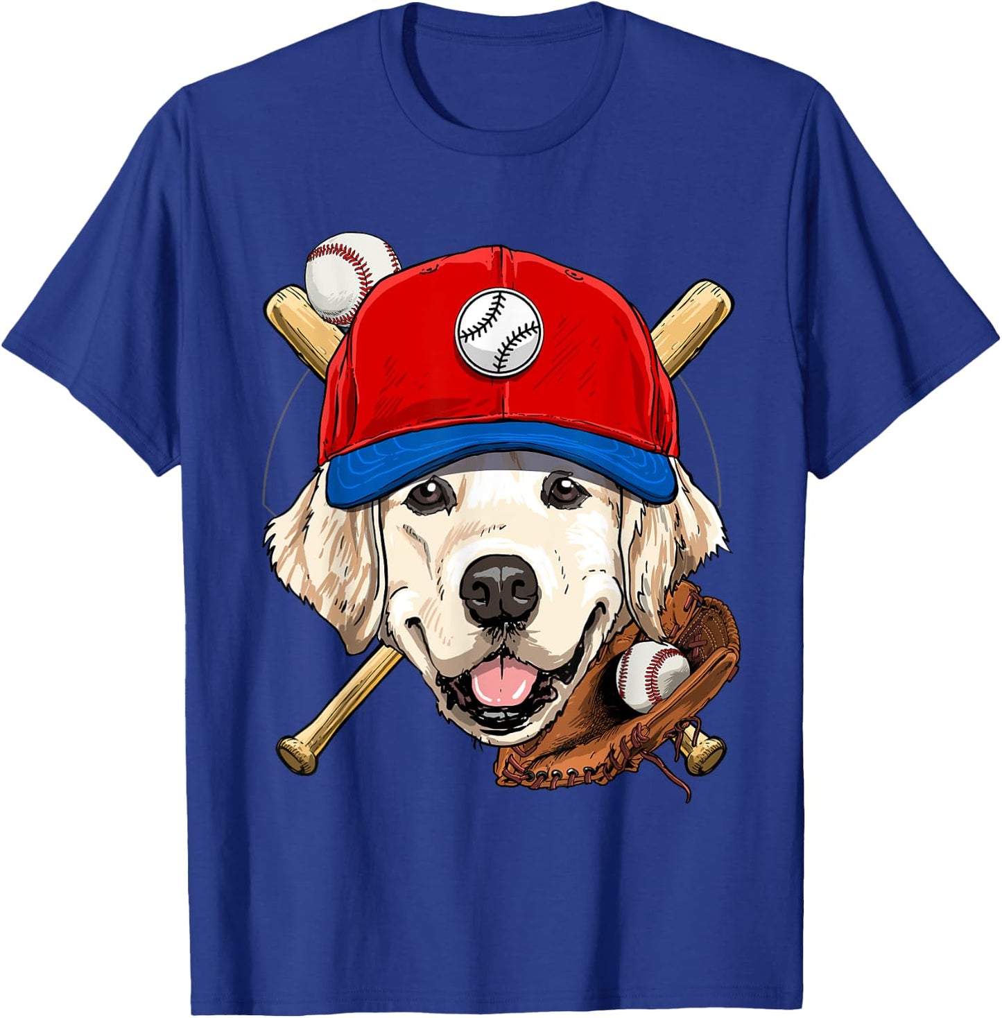Golden Retriever Baseball Dog Lovers Baseball Player Women Girls Kids T-Shirt - T-Shirt | Royal