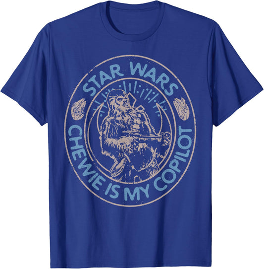 Star Wars The Rise Of Skywalker Chewie Is My Copilot Outline T-Shirt - T-Shirt | Royal