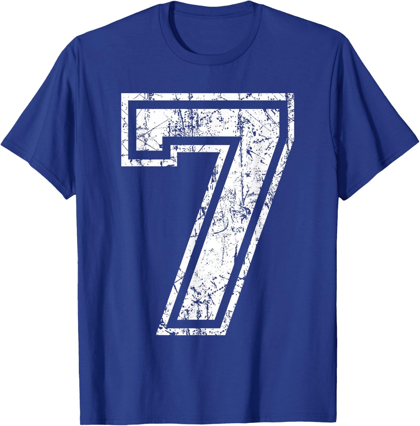 Sports Jersey Grunge Number 7 Fan Team Player Birthday T-Shirt - T-Shirt | Royal