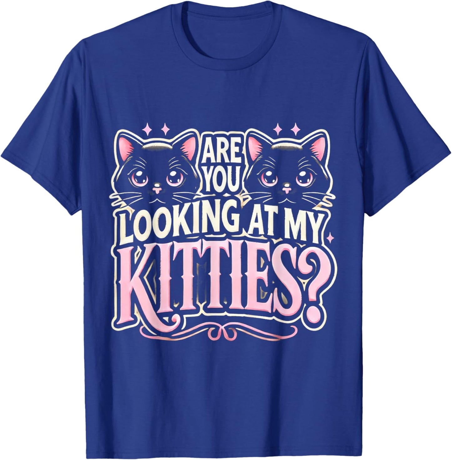 LT862-Looking At My Kitties Cute Cat Lover Funny Pet T-Shirt - T-Shirt | Royal