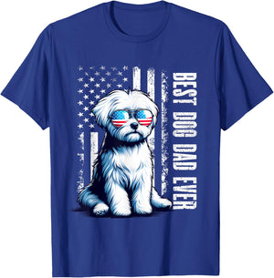 Vintage Best Dog Dad Ever Maltese Dog American Flag Outfit Women T-Shirt - T-Shirt | Royal