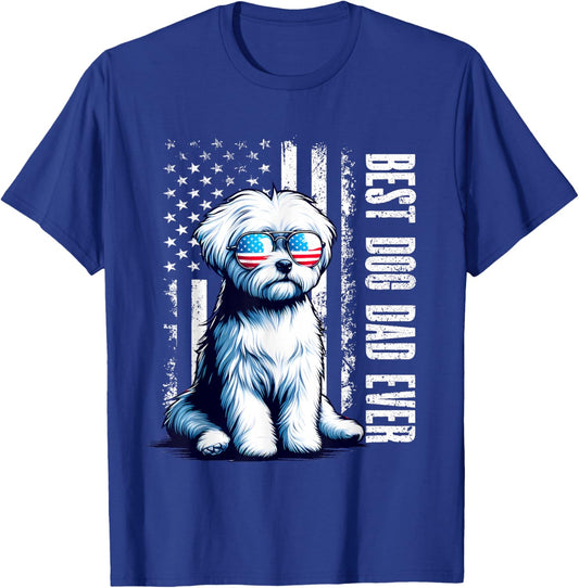 Vintage Best Dog Dad Ever Maltese Dog American Flag Outfit Women T-Shirt - T-Shirt | Royal