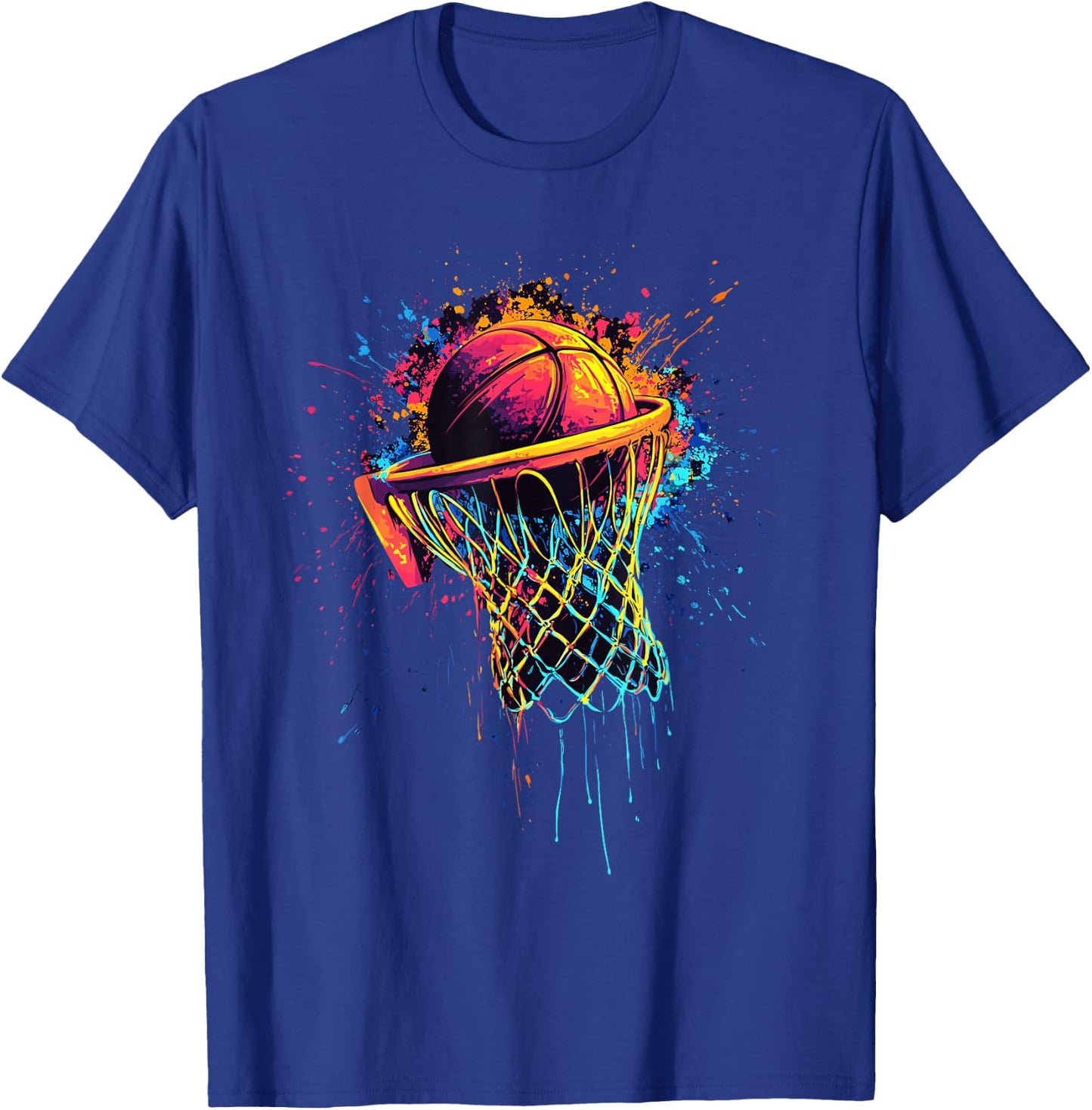 Colorful Basketball Tie Dye Color,Splash Basketball Hoop Net T-Shirt - T-Shirt | Royal