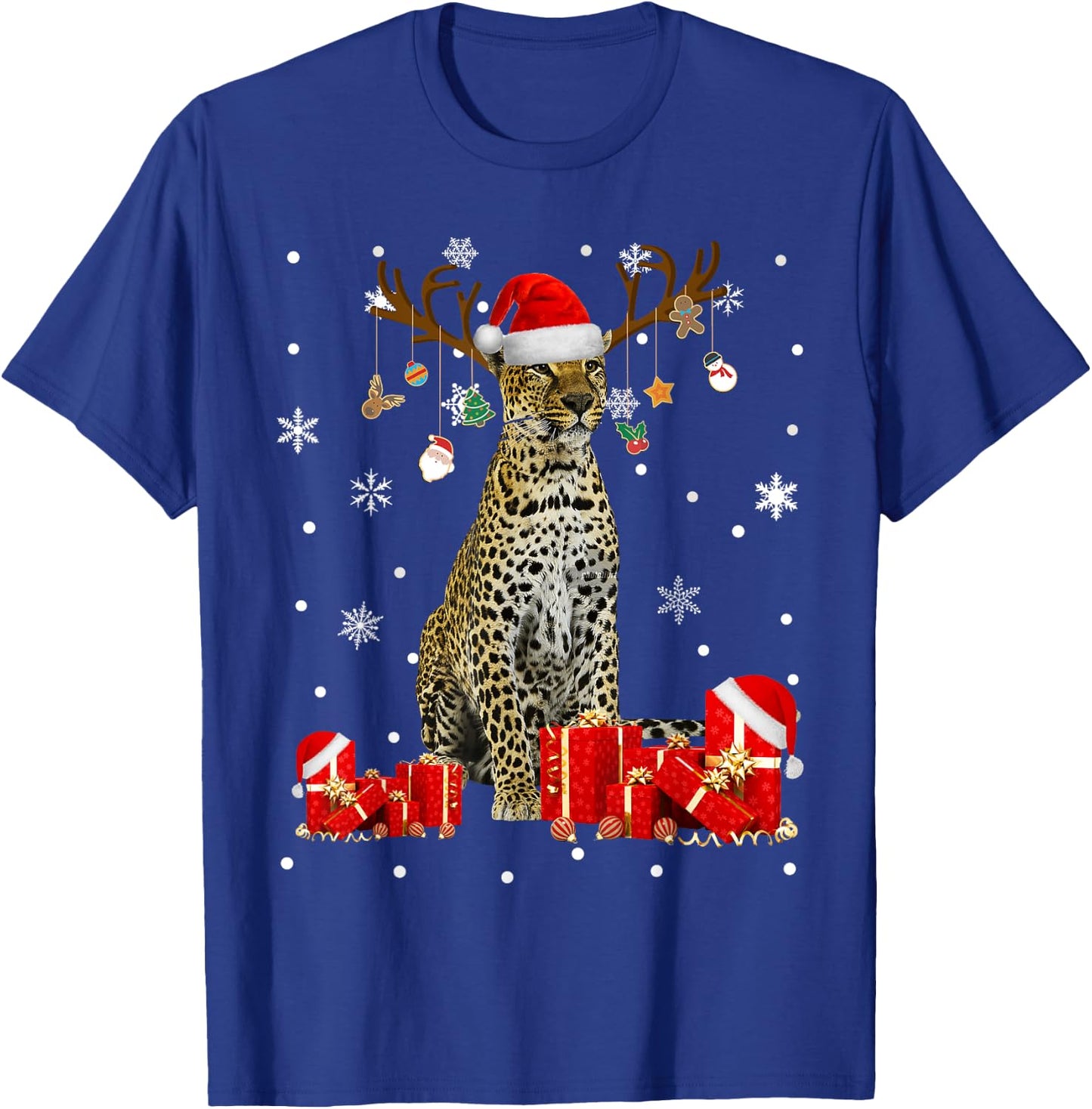 Christmas Cheetah Funny Santa Reindeer Cheetah Lover Gifts T-Shirt - T-Shirt | Royal