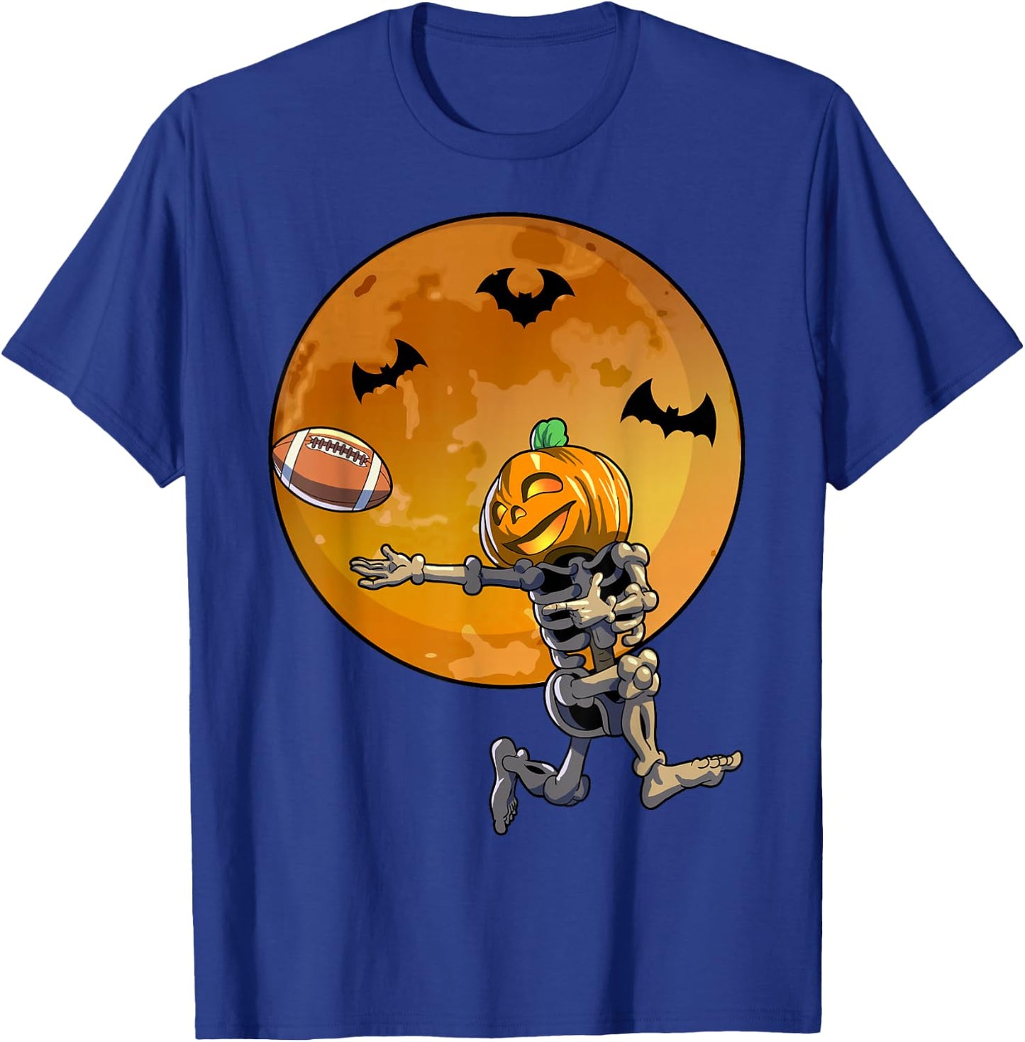 Football Skeleton Halloween Men Boys Football Halloween T-Shirt - T-Shirt | Royal