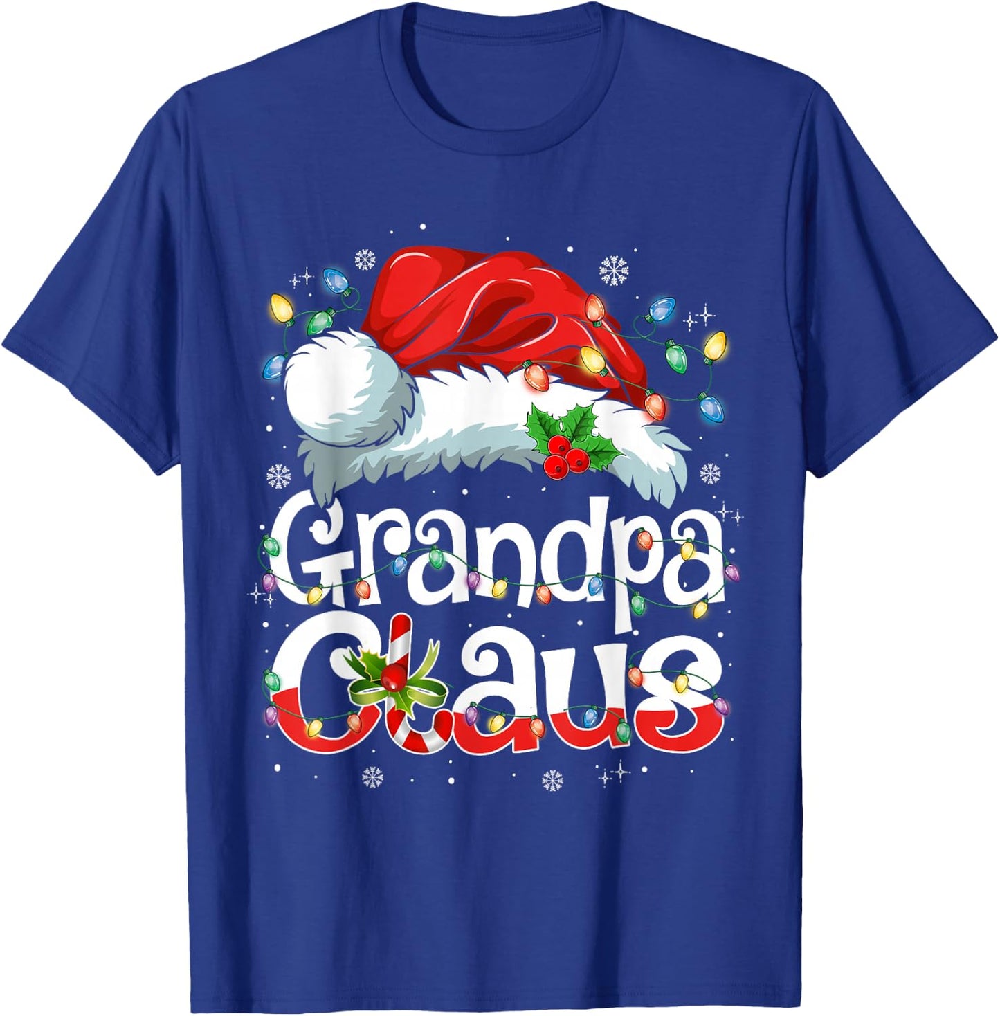 Grandpa Claus Shirt Christmas Lights Pajama Family Matching T-Shirt - T-Shirt | Royal