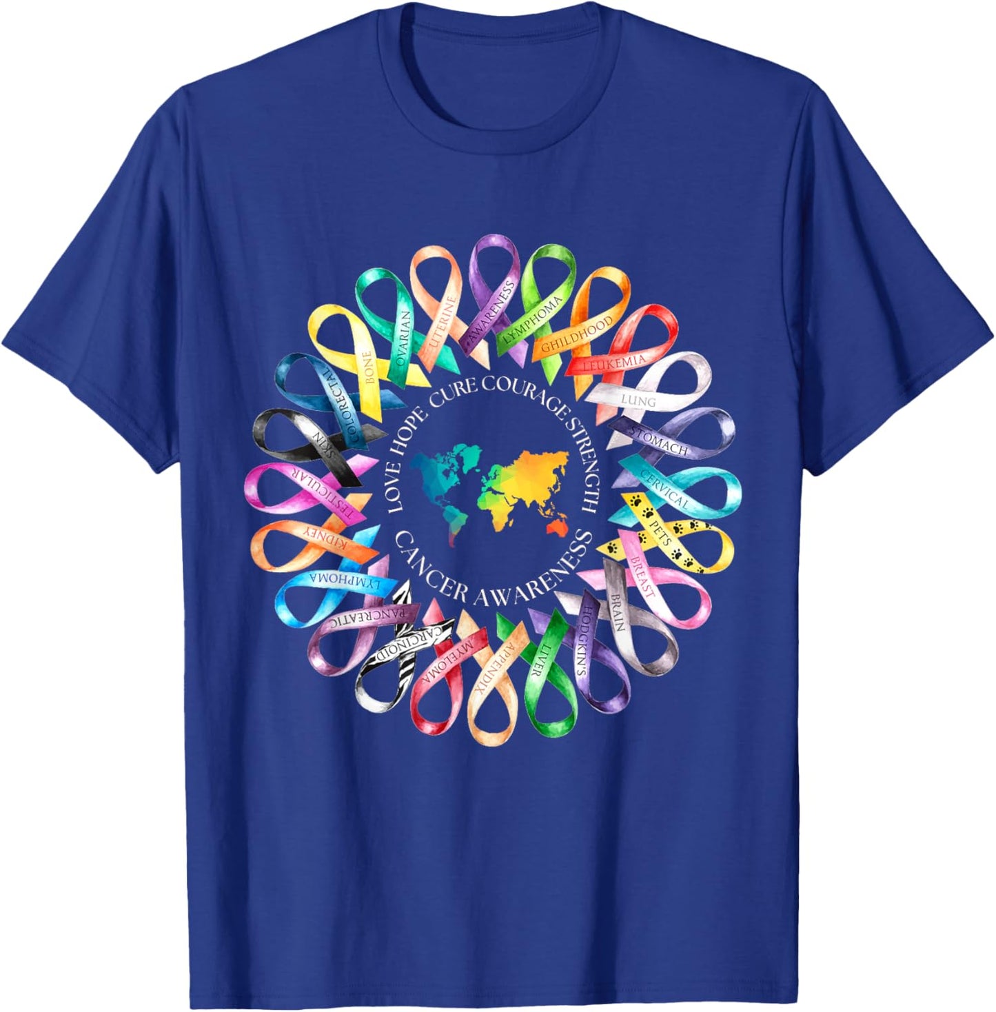 All Cancer Matters Survivors Awareness Fight Ribbon Support T-Shirt - T-Shirt | Royal