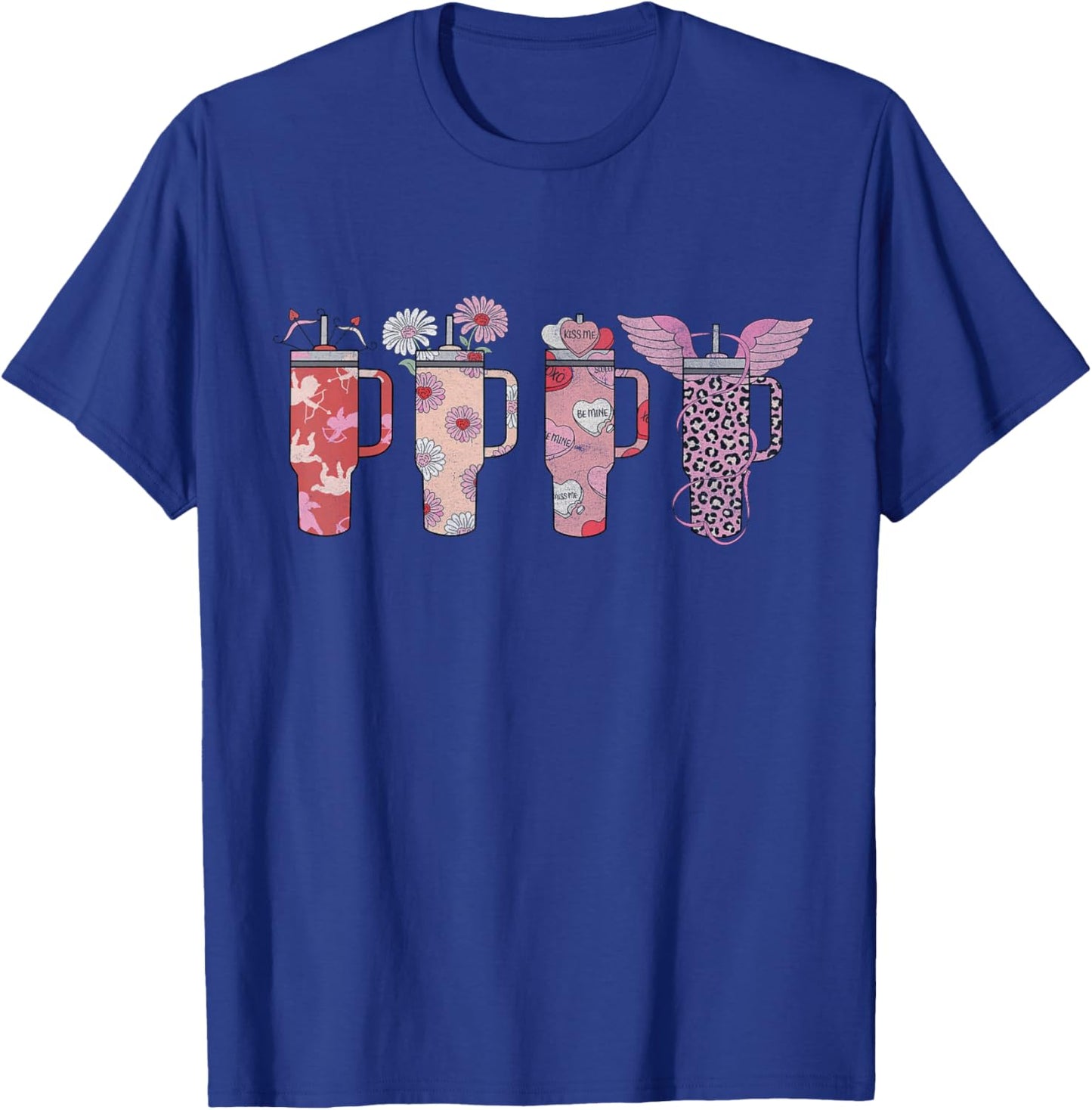 Retro Candy Heart Stanley Tumbler Leopard Valentines Day T-Shirt - T-Shirt | Royal