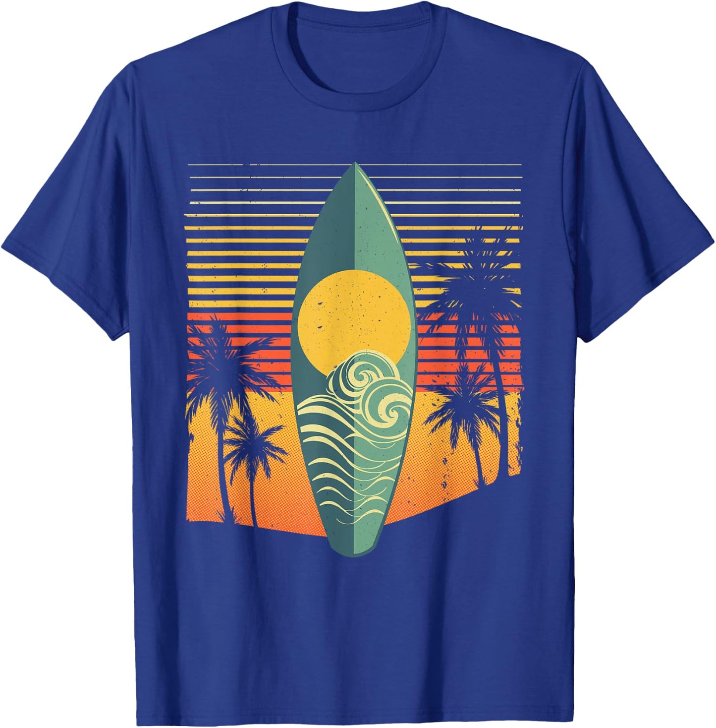 Cool Surfboard Women Surfer Retro Surf Sunset Beach T-Shirt - T-Shirt | Royal