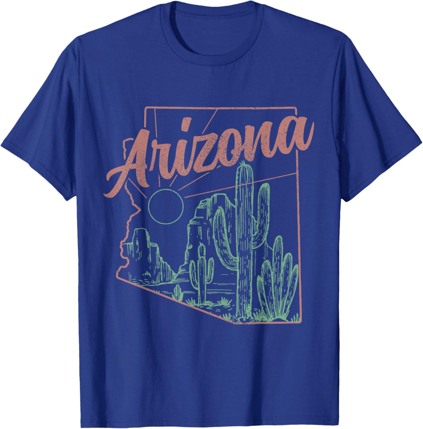 Arizona AZ Pride State Map Cactus Desert Vintage T-Shirt - T-Shirt | Royal