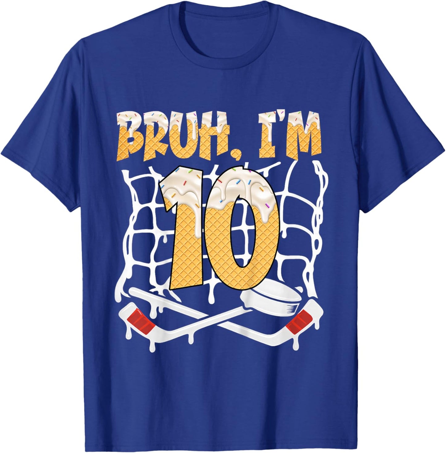10th Birthday Hockey Lovers Bruh I'm 10 Years Old T-Shirt - T-Shirt | Royal