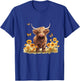 Cute Highland cow with sunflowers country Heifer Farm Farmer T-Shirt - T-Shirt | Royal