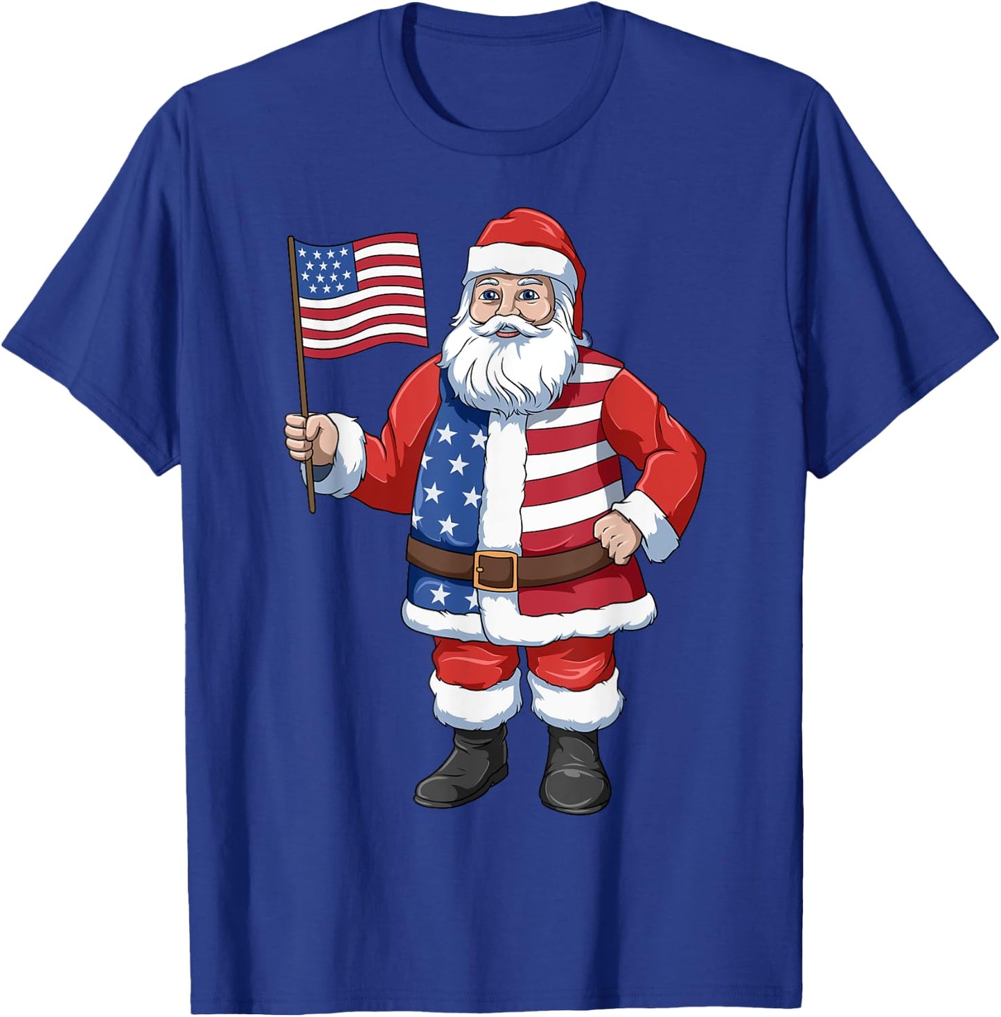 Patriotic Santa American 4th of July Santa American Flag T-Shirt - T-Shirt | Royal