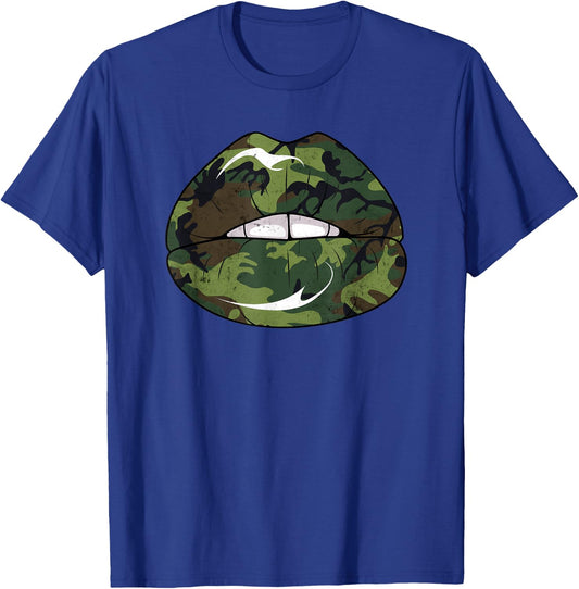 Sexy Seductive Camo Camouflage Lips Apparel T-Shirt - T-Shirt | Royal