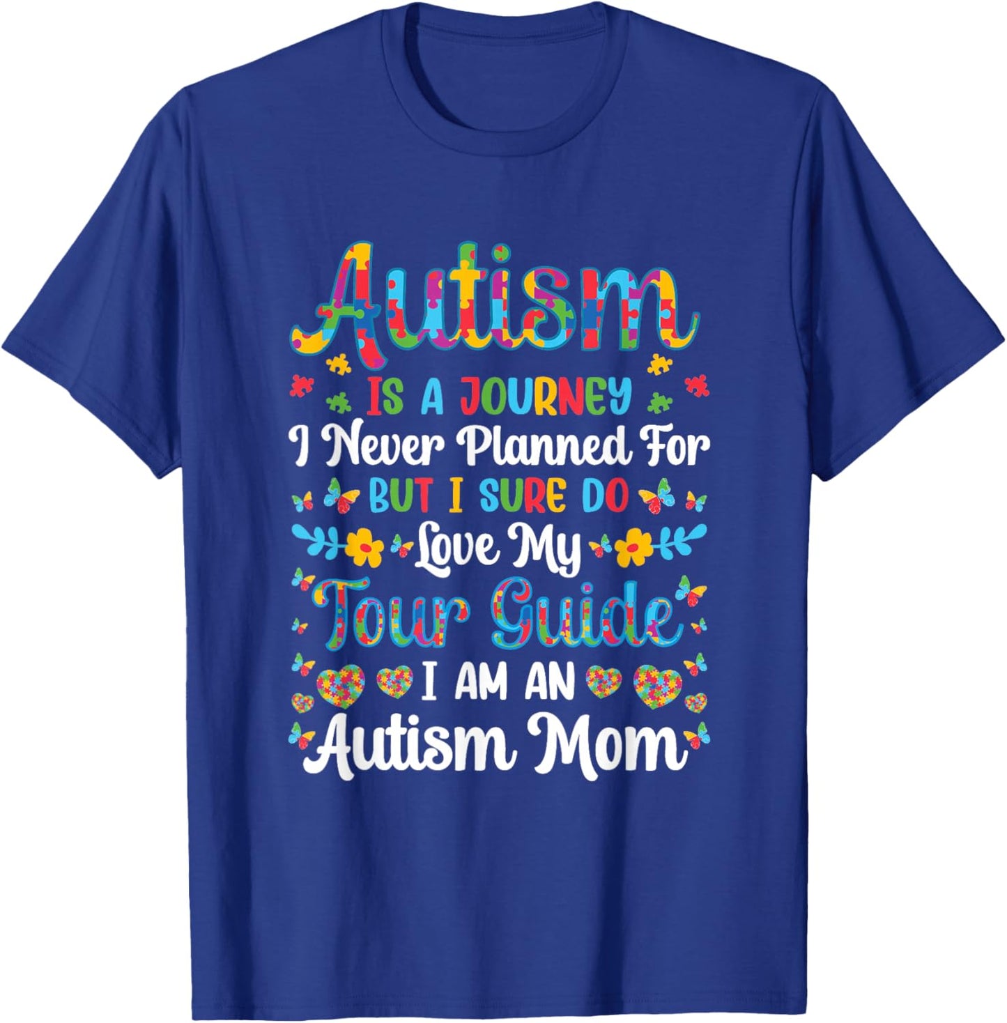 Retro Autism Mom Autism Is A Journey Autism Awareness Month T-Shirt - T-Shirt | Royal