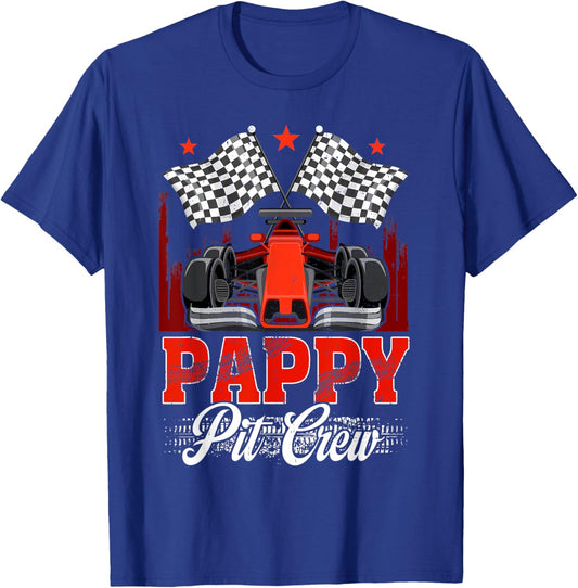Race Car Birthday Party Racing Family Pappy Pit Crew T-Shirt - T-Shirt | Royal