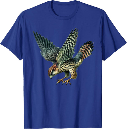 Watercolor Merlin Falcon Dive Wildlife Art T-Shirt - T-Shirt | Royal