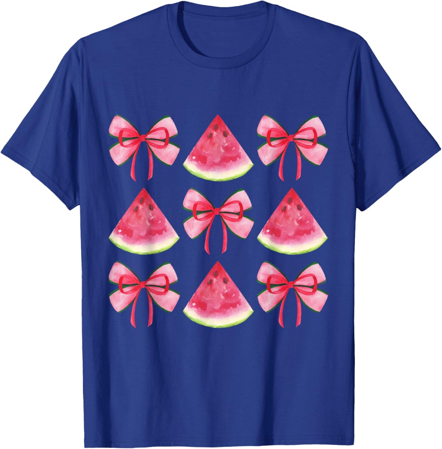 Watermelon Coquette Bow Girls Mom Women Summer Fruit Melon T-Shirt - T-Shirt | Royal