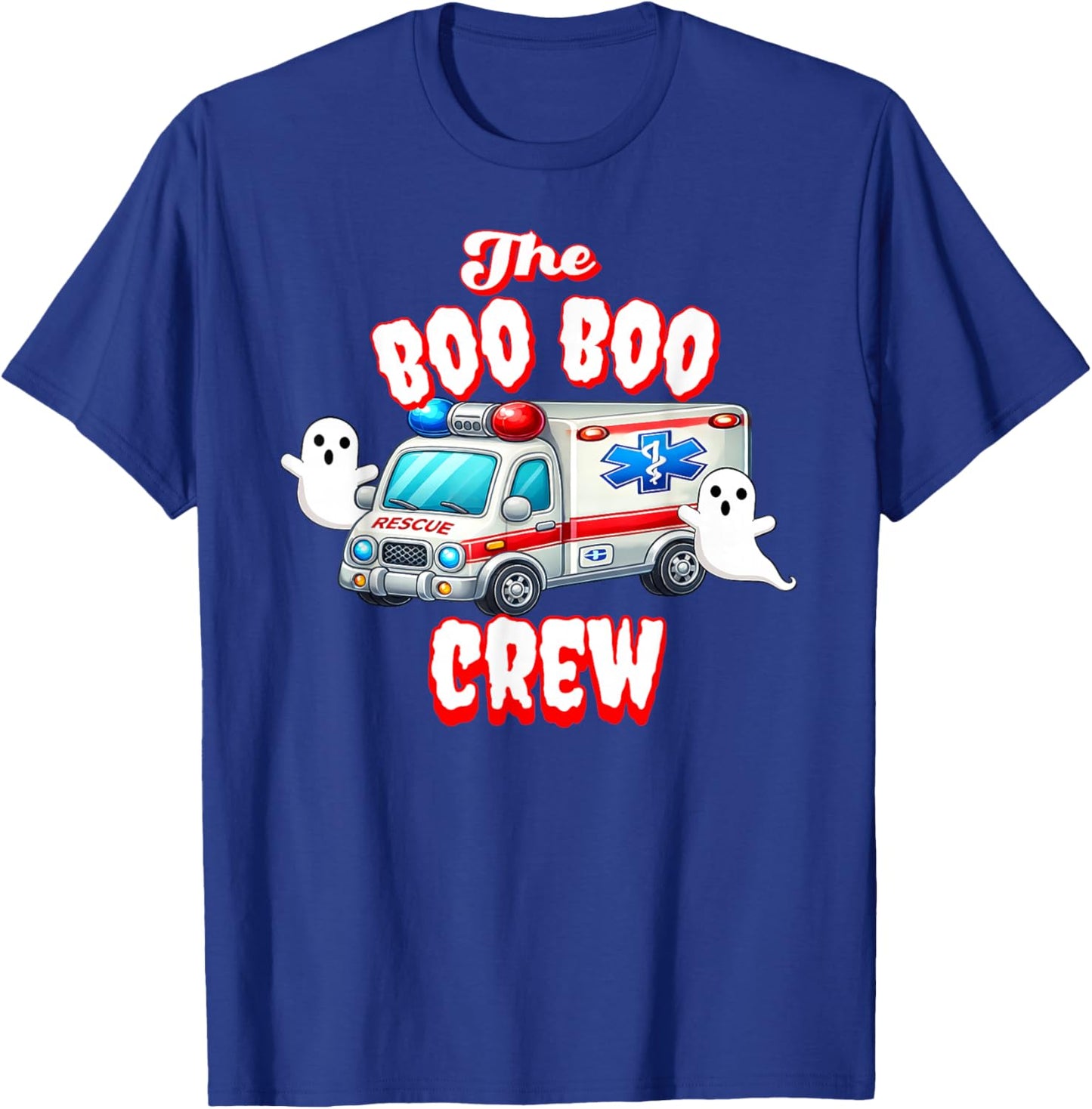 EMT Paramedic Boo Crew Ghost Halloween Nurse Scare Squad T-Shirt - T-Shirt | Royal