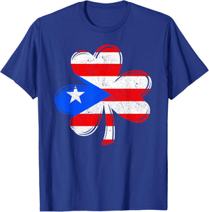 Puerto Rico Flag Shamrock Irish Patriotic Patricks Day Retro T-Shirt - T-Shirt | Royal