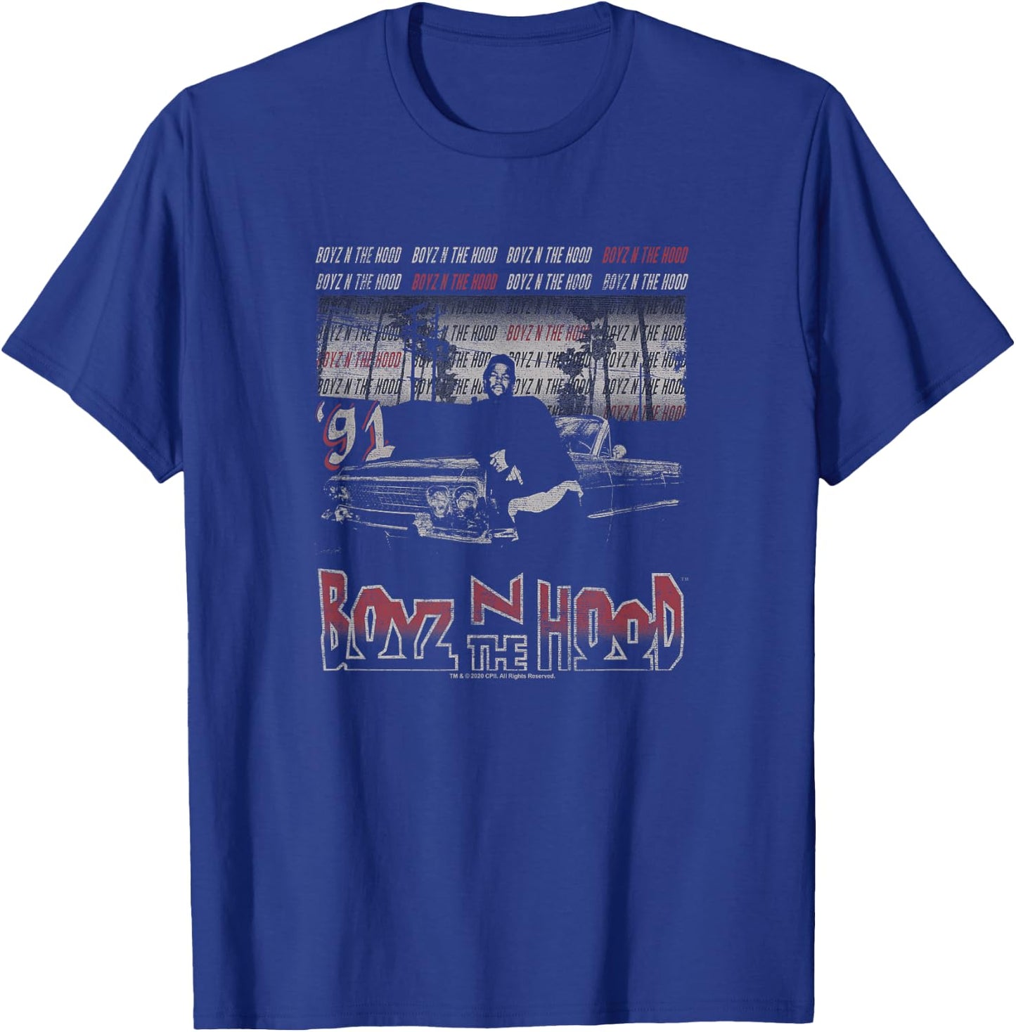 Boyz N The Hood Ice Cube and Car '91 Photo T-Shirt - T-Shirt | Royal