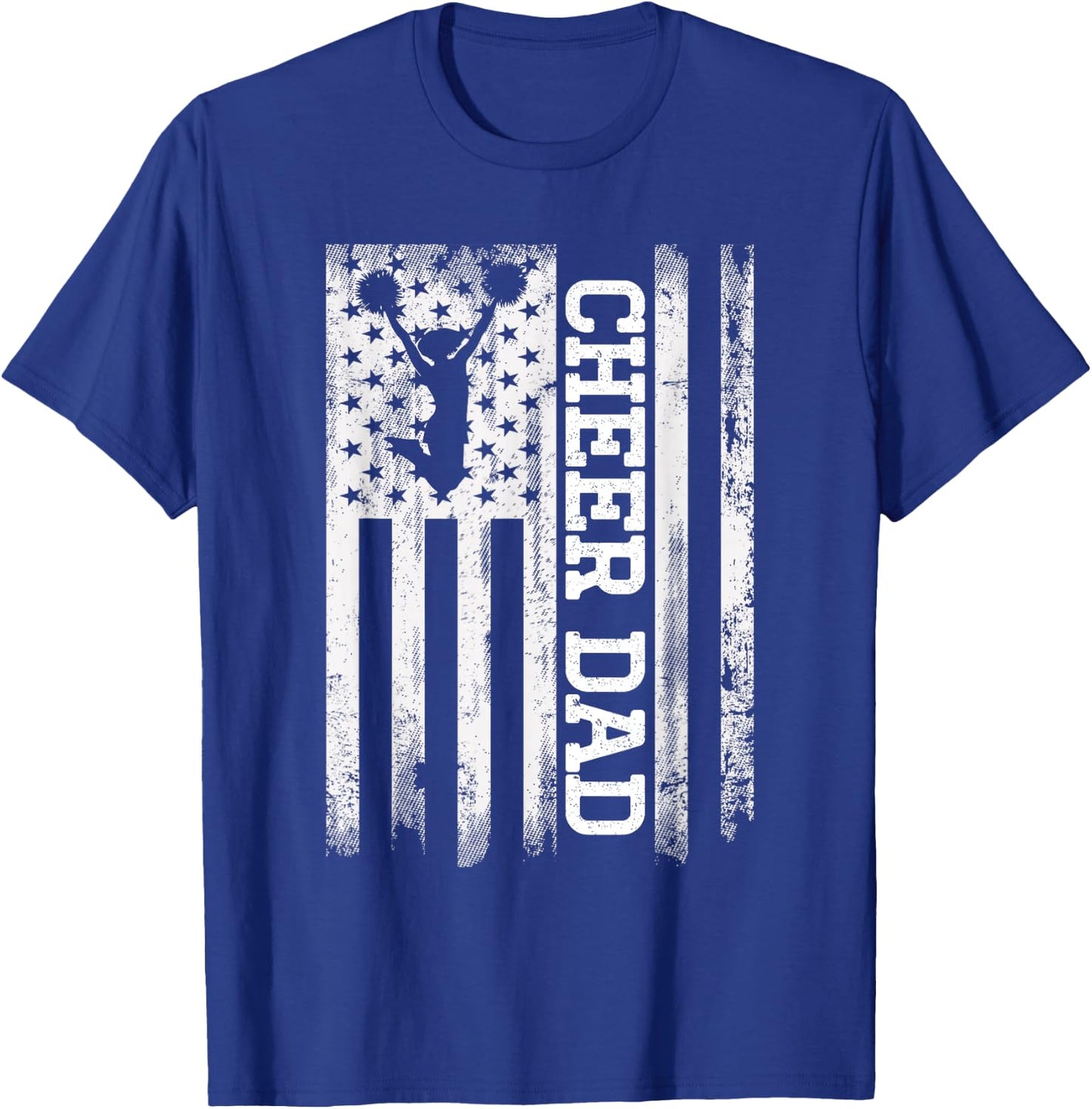 Cheer Dad American Flag Cheerleader Rebel Cheerleading for Kids Men T-Shirt - T-Shirt | Royal