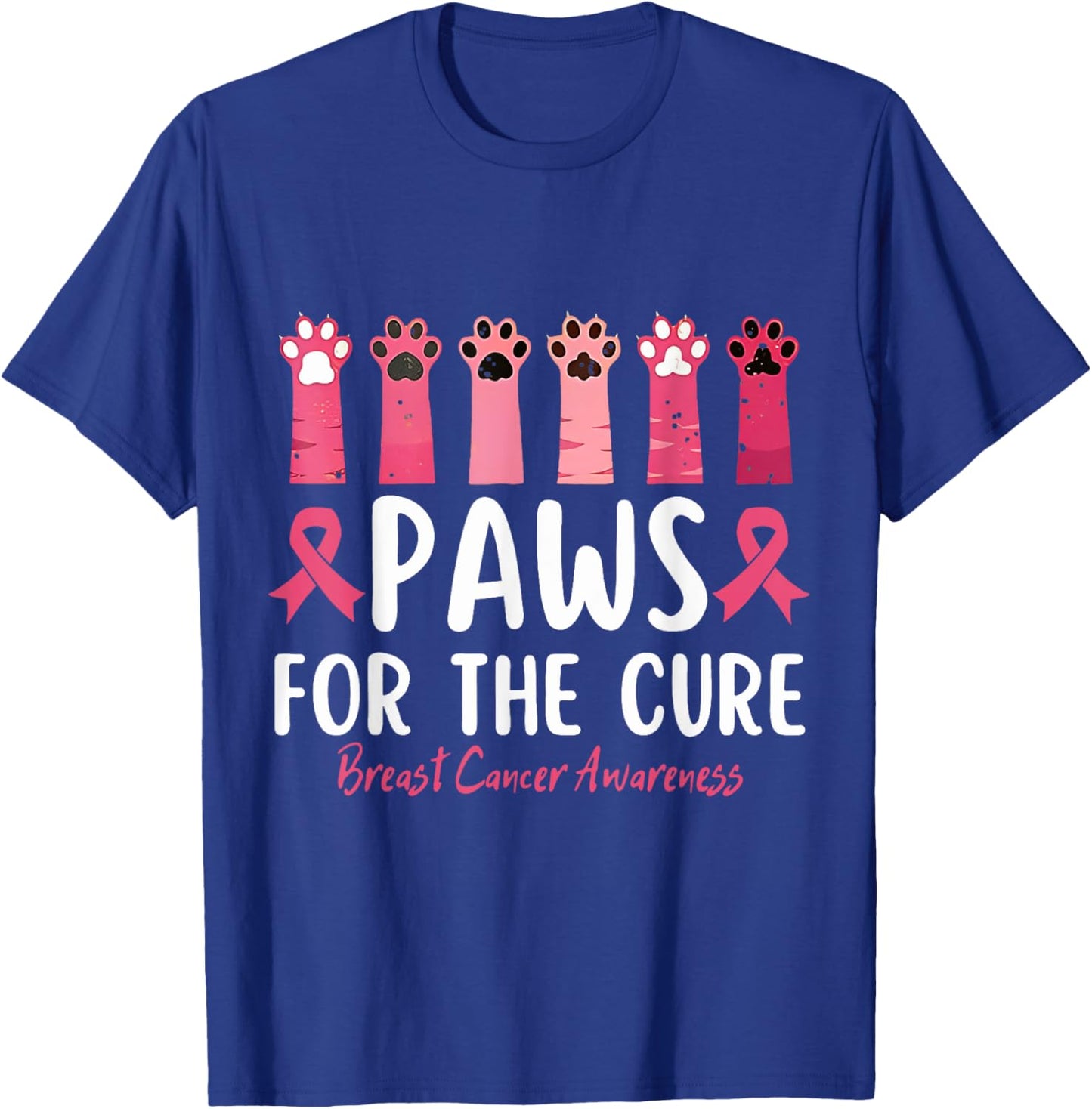 Paws For The Cure Breast Cancer Awareness T-Shirt - T-Shirt | Royal