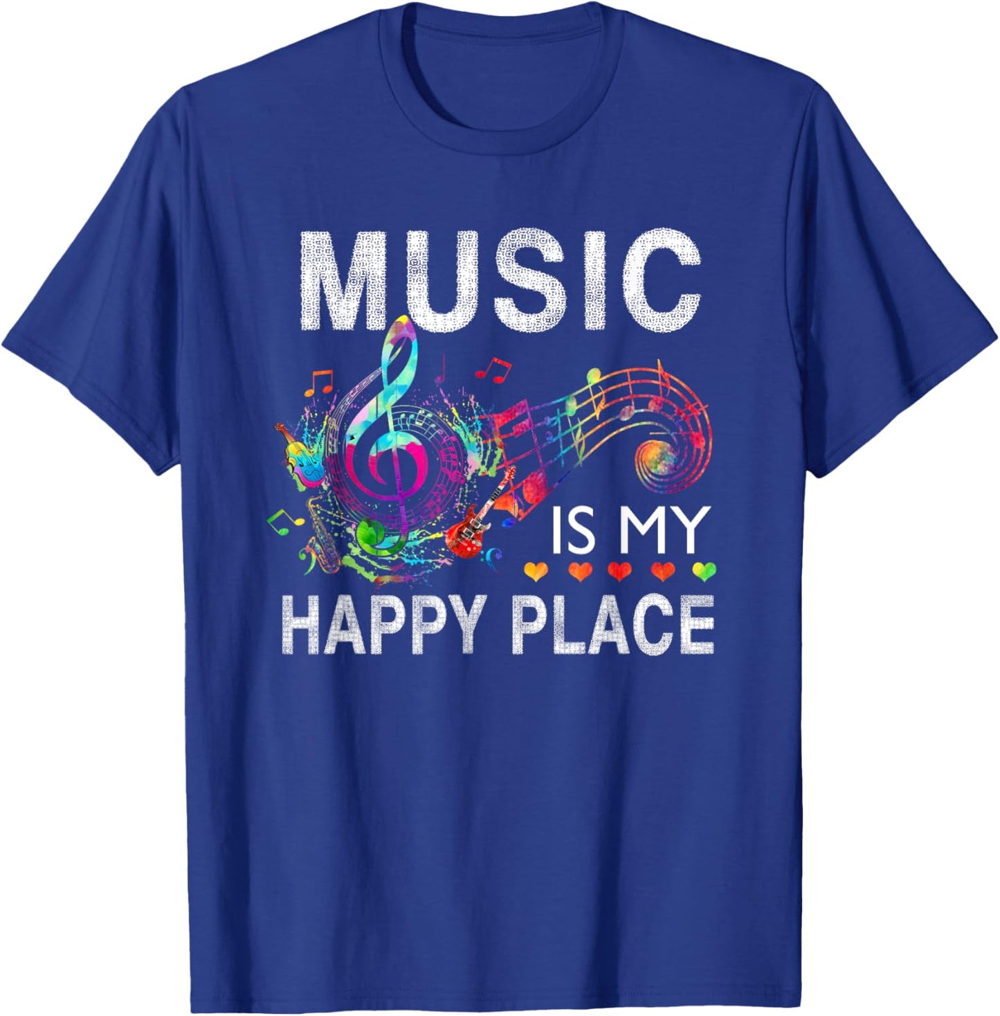 Music Is My Happy Place Inspiring Music Novelty Gifts Music T-Shirt - T-Shirt | Royal