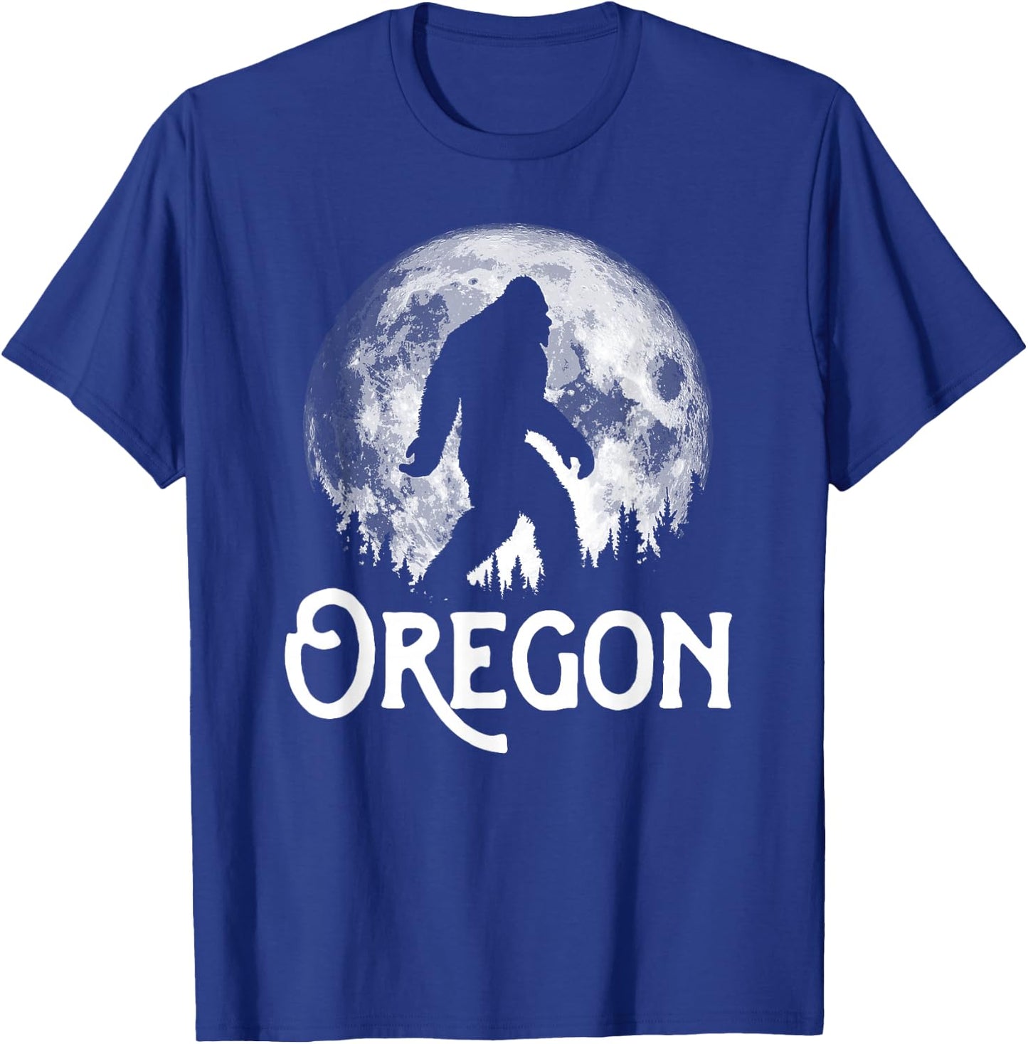 Oregon Bigfoot at Night! Cool Full Moon & Trees Sasquatch T-Shirt - T-Shirt | Royal