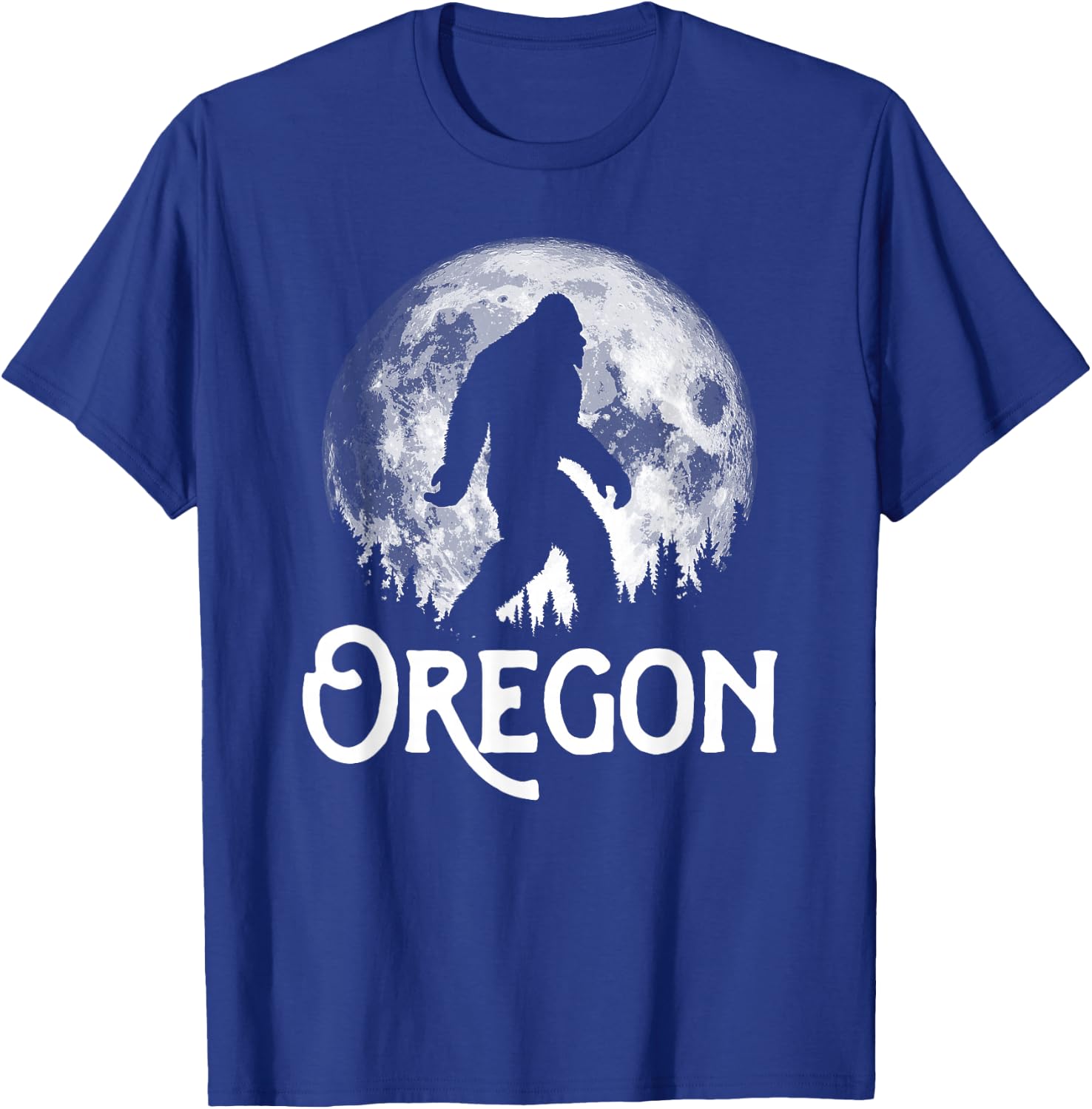 Oregon Bigfoot at Night! Cool Full Moon & Trees Sasquatch T-Shirt - T-Shirt | Royal