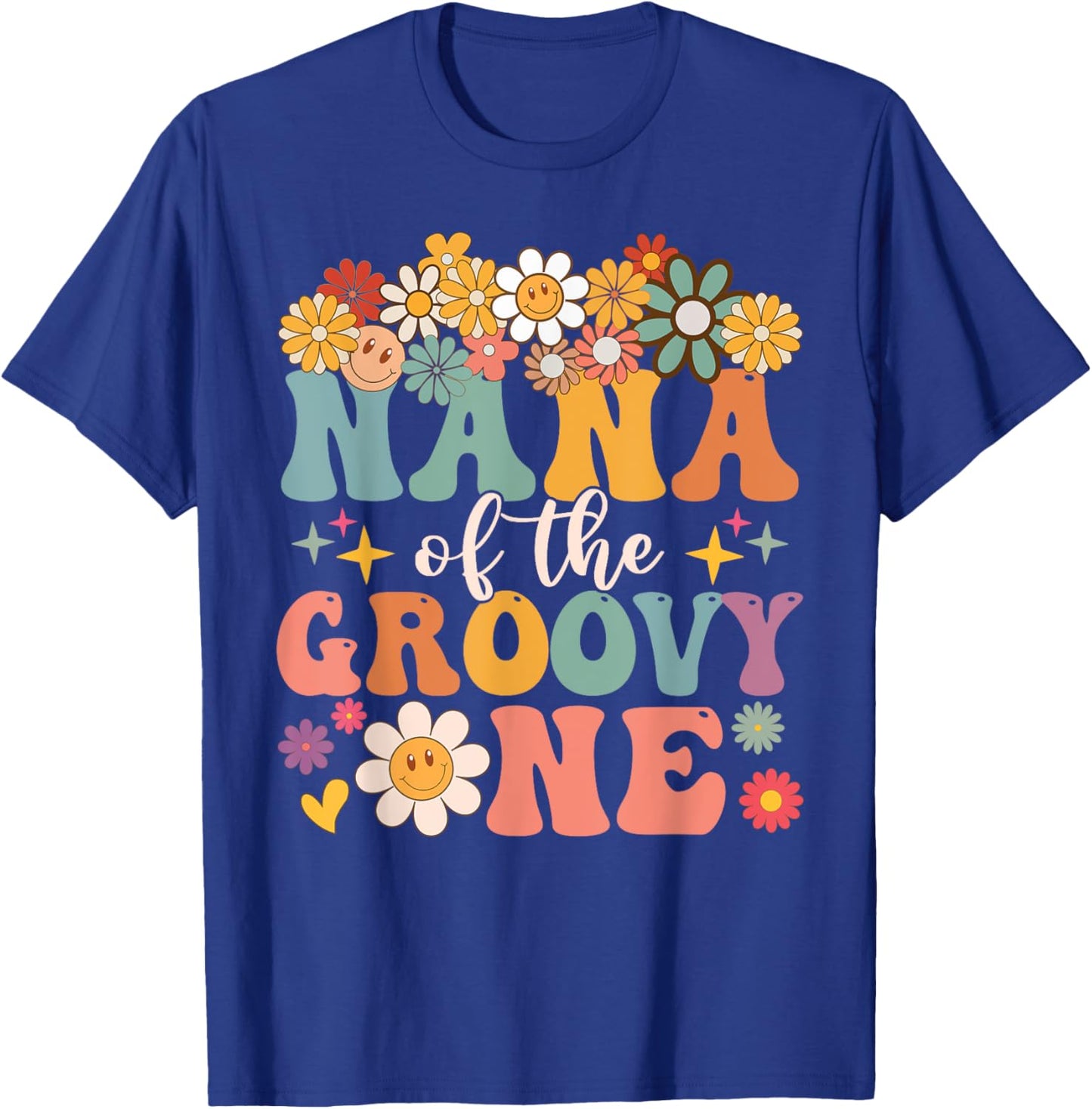 Retro Nana of Groovy One Matching Family 1st Birthday Party T-Shirt - T-Shirt | Royal