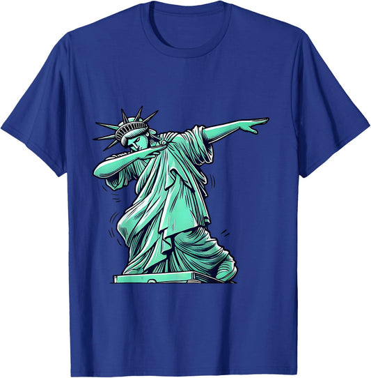 Statue Of Liberty Dabbing Funny Patriotic T-Shirt - T-Shirt | Royal