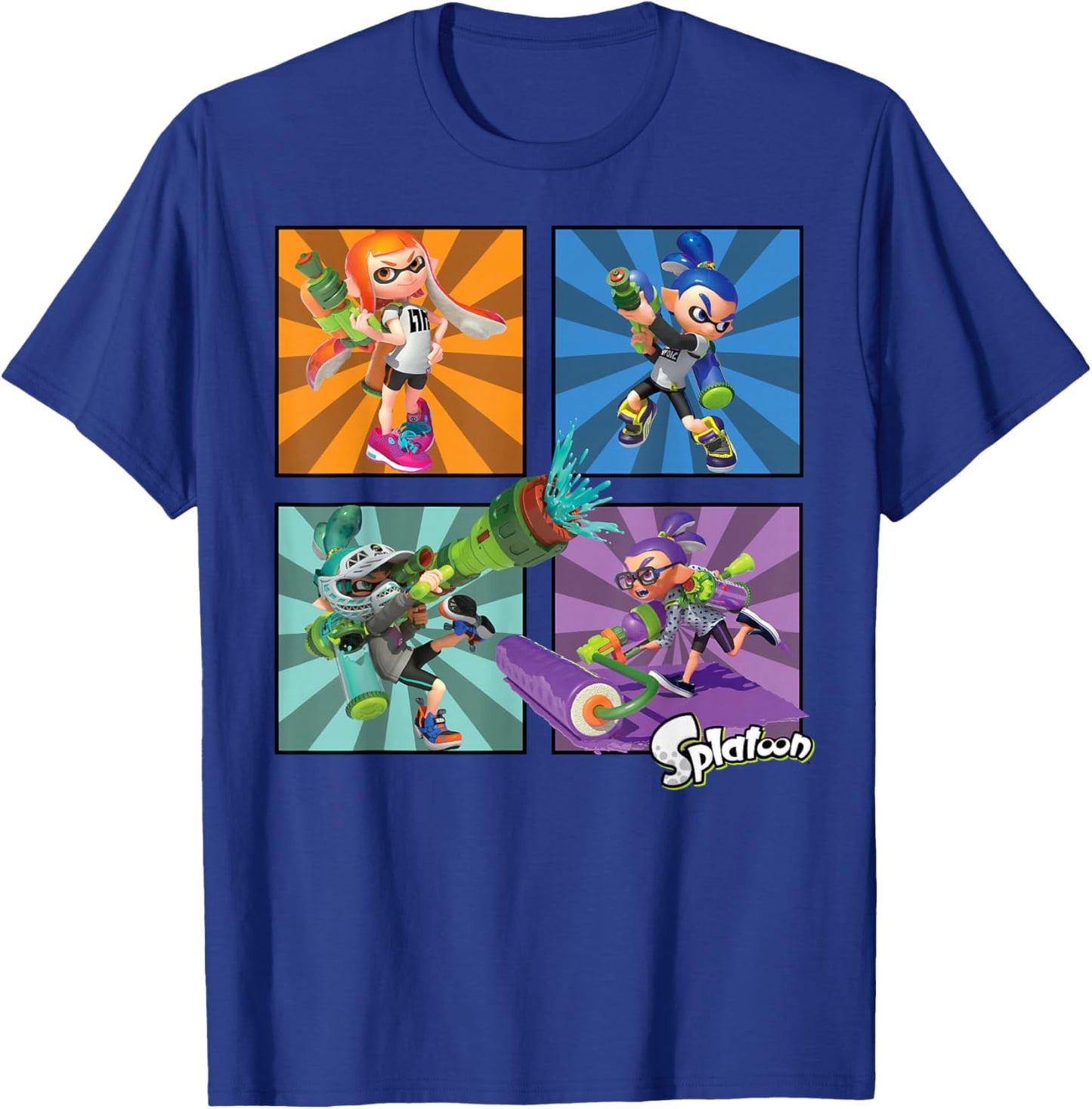 Splatoon Four Character Box Up T-Shirt - T-Shirt | Royal