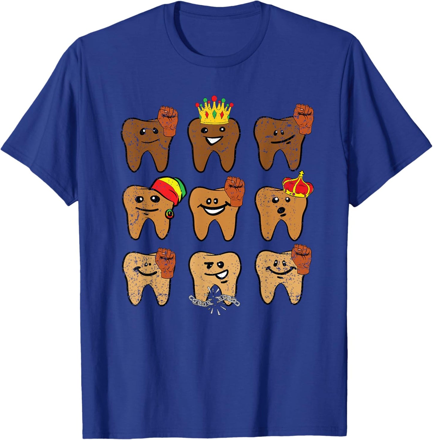 Melanin Tooth Juneteenth Dentist Dental Hygienist Assistant T-Shirt - T-Shirt | Royal