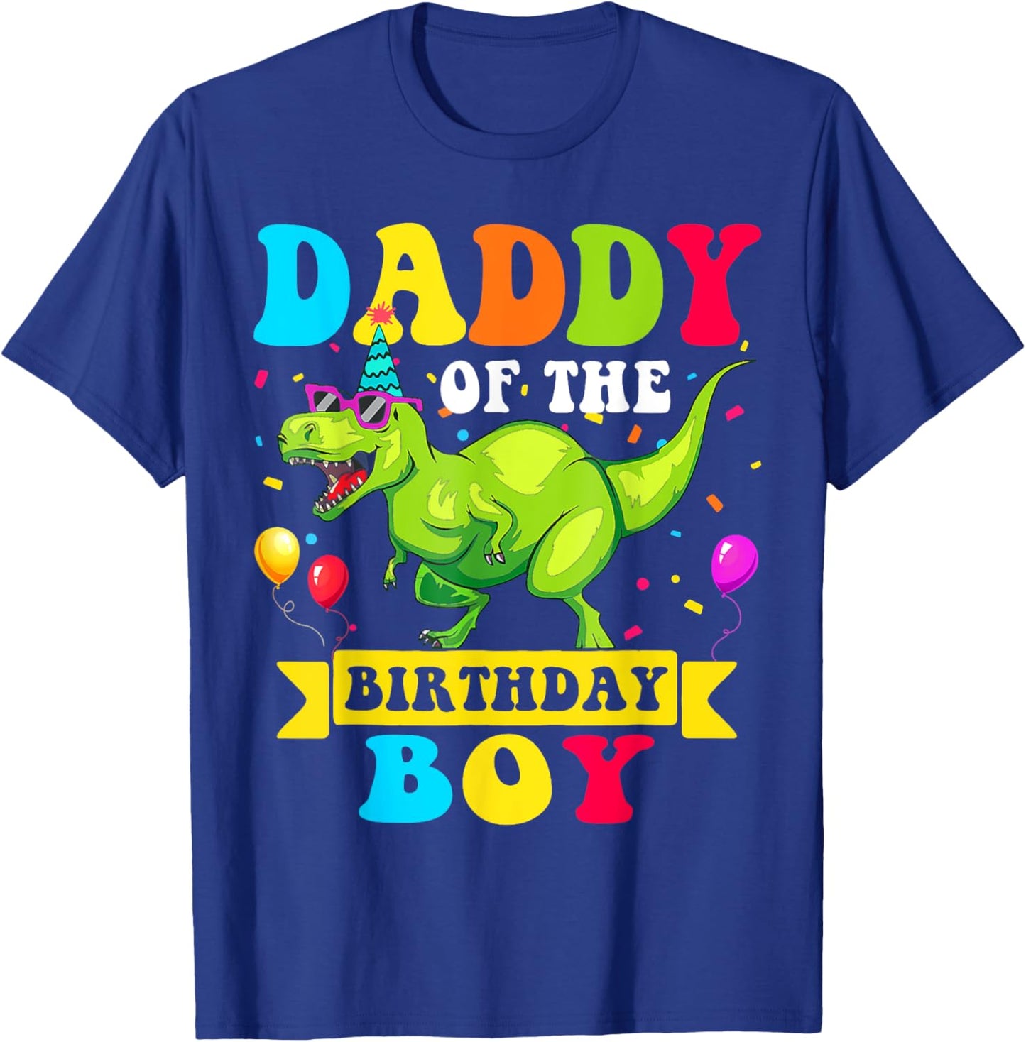 Daddy of the Birthday Boy Dinosaur Raptor Funny T-Shirt - T-Shirt | Royal