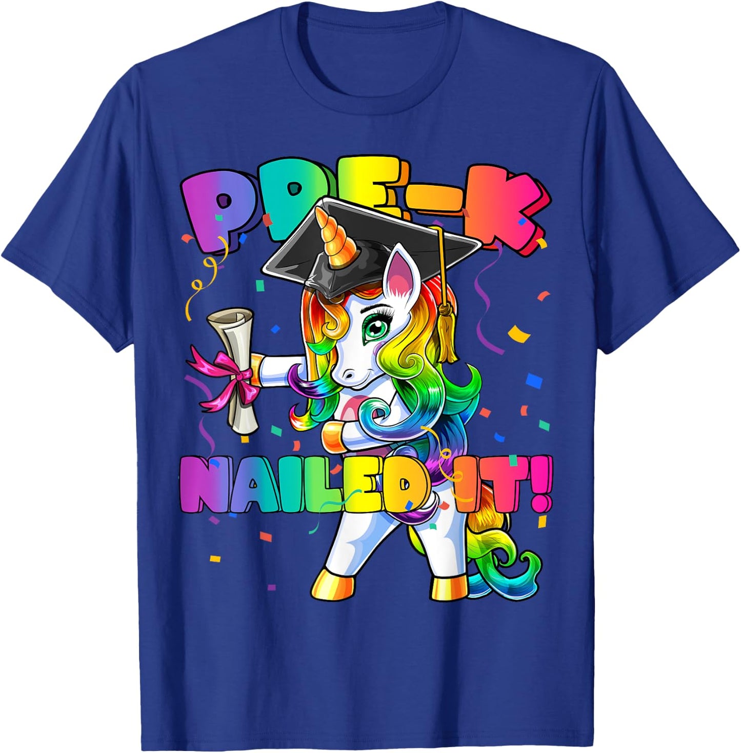 Flossing Unicorn Pre-K Graduation Cap Diploma Gift Girls T-Shirt - T-Shirt | Royal