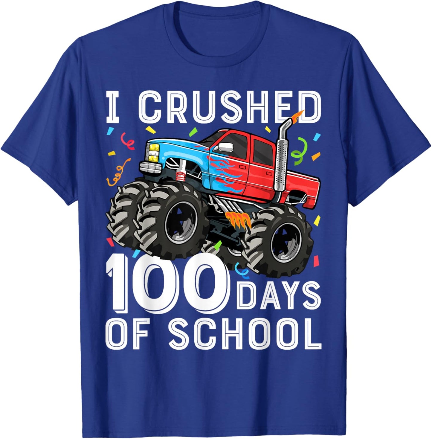 100 Days of School Monster Truck 100th Day of School Boys T-Shirt - T-Shirt | Royal