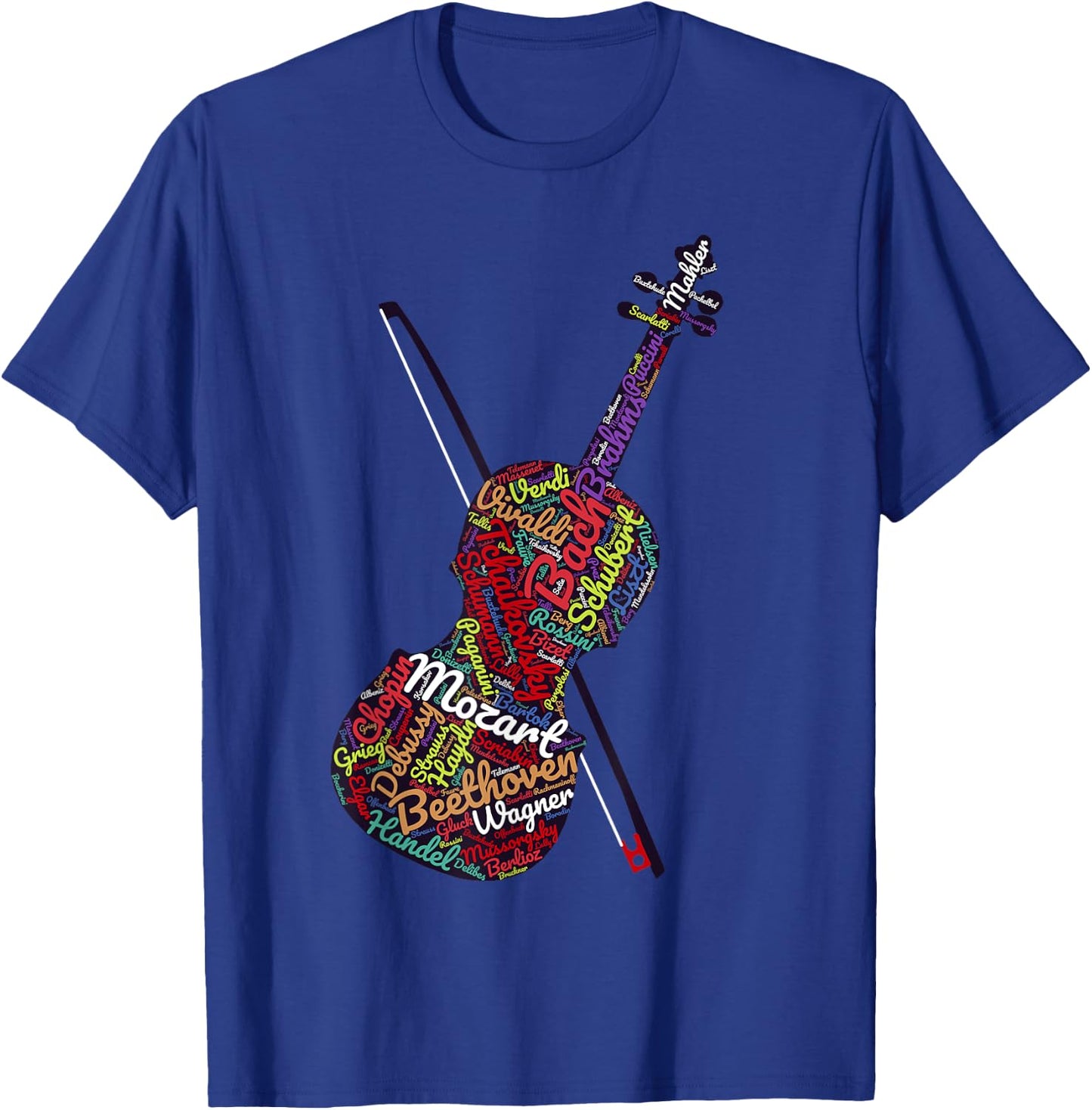 Classical Music Composers Violin Word Art T-Shirt - T-Shirt | Royal