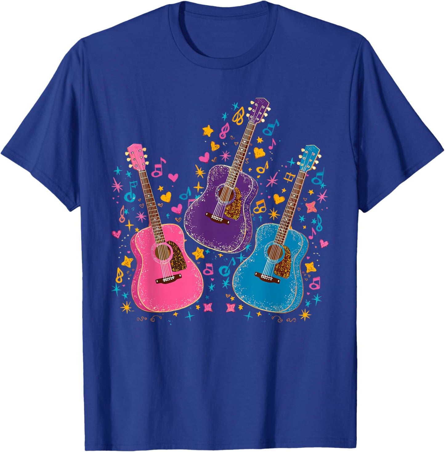 Musical Acoustic Guitars T-Shirt - T-Shirt | Royal