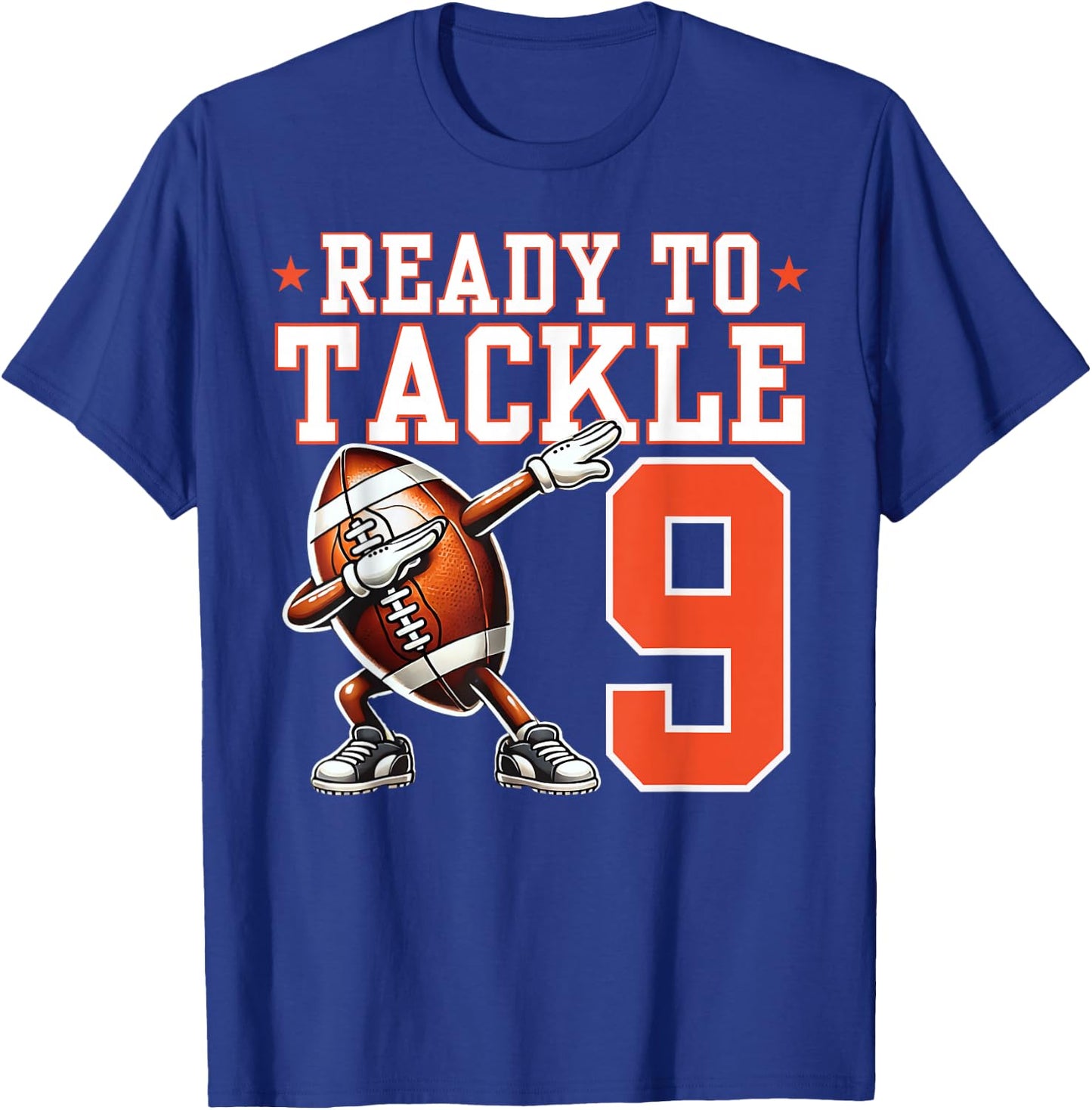 Ready to Tackle 9 Years Old 9th Birthday Football Party T-Shirt - T-Shirt | Royal