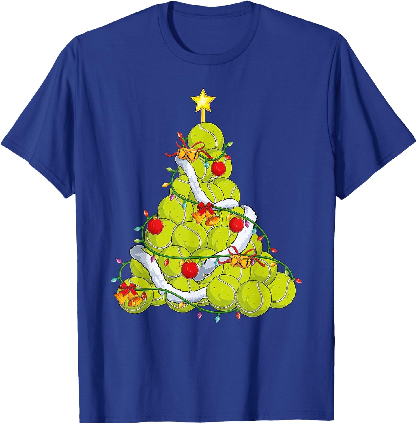 Tennis Christmas Tree Xmas Pajamas player coach Men Women T-Shirt - T-Shirt | Royal