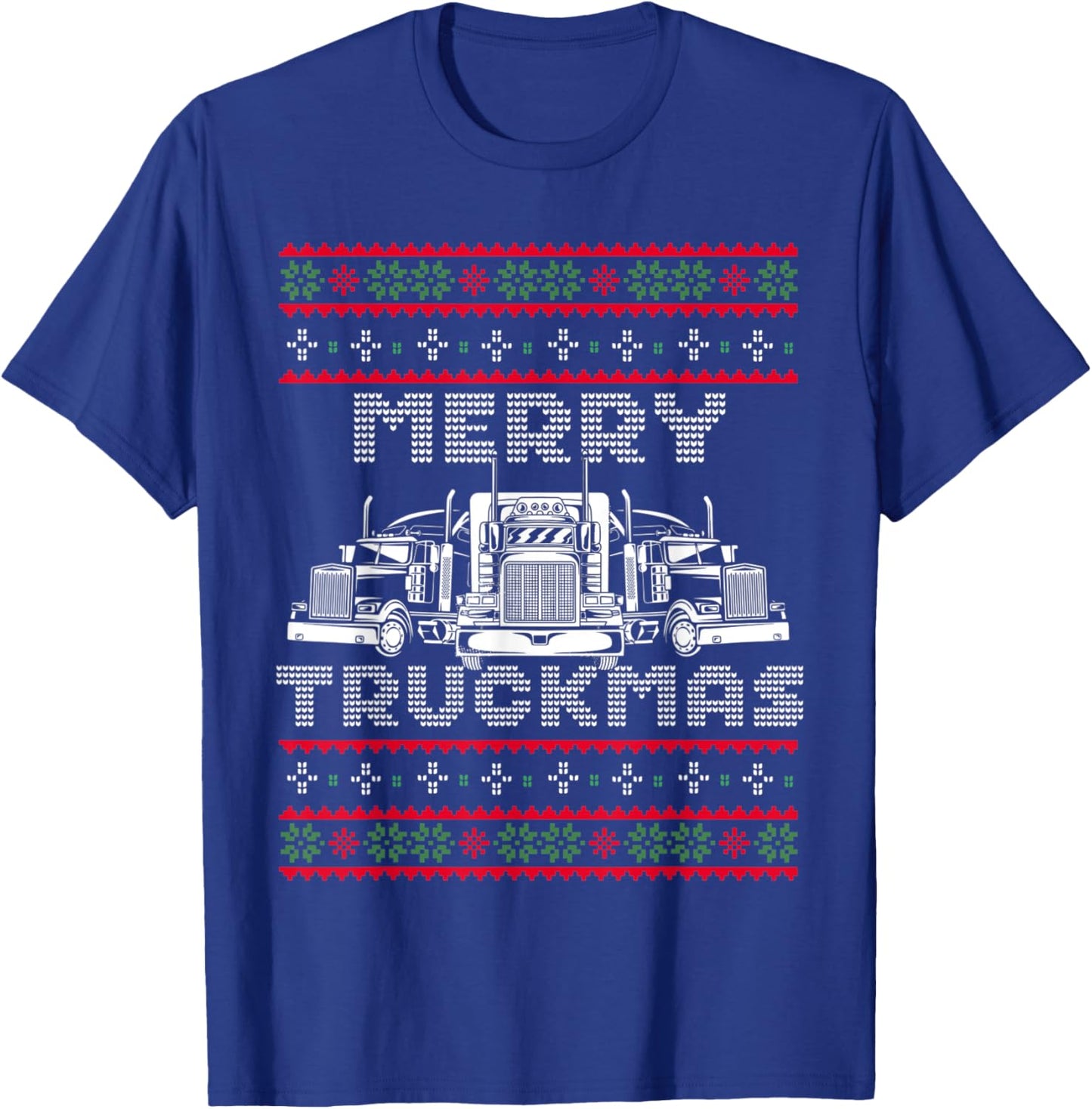 Christmas Semi Truck Funny Christmas Trucker Merry Truckmas T-Shirt - T-Shirt | Royal