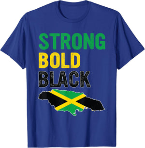Jamaica Independence Day Strong Bold Black Jamaican Flag T-Shirt - T-Shirt | Royal