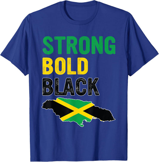 Jamaica Independence Day Strong Bold Black Jamaican Flag T-Shirt - T-Shirt | Royal