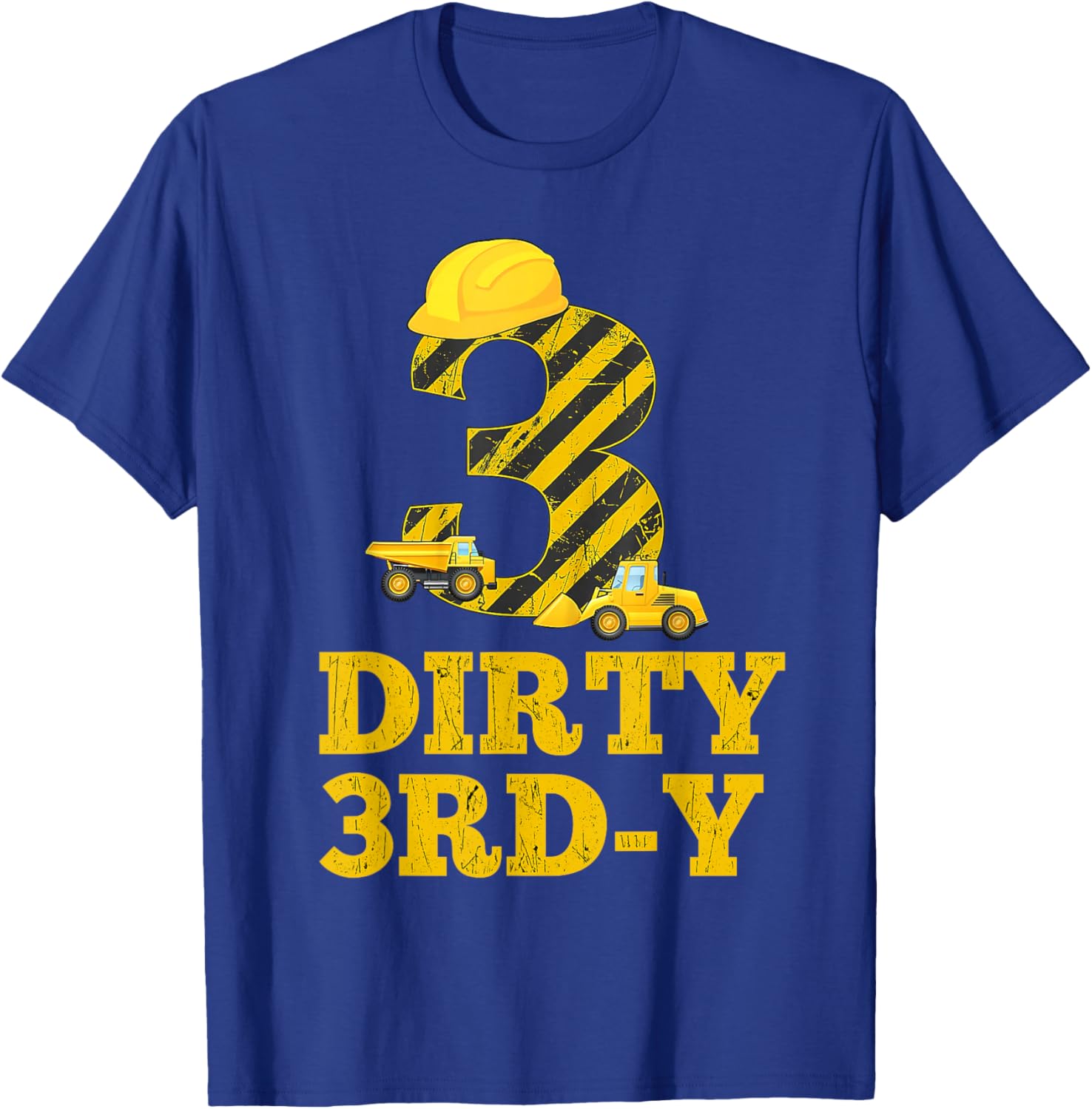 Dirty 3rd-y Birthday Party Construction Boy 3rd Bday T-Shirt - T-Shirt | Royal