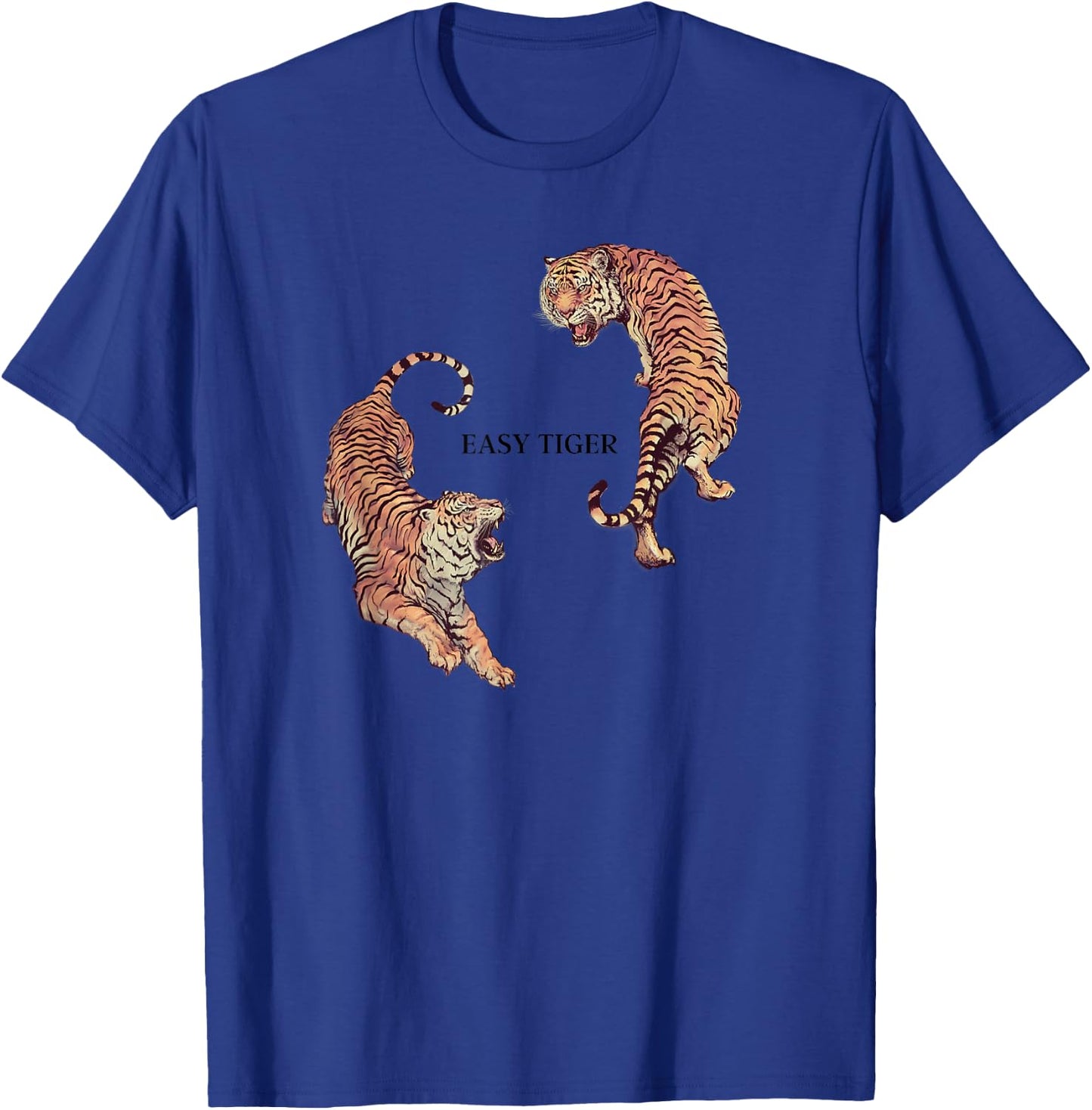 Vintage Easy Tiger Graphic, Chinese Tiger Aesthetic T-Shirt - T-Shirt | Royal