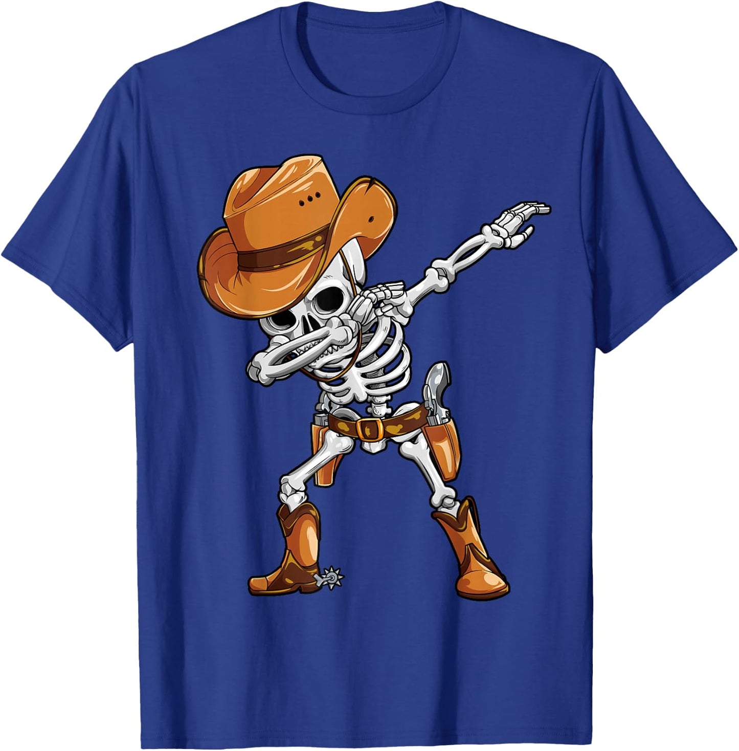 Dabbing Skeleton Cowboy Halloween Boys Men Funny Dab Dance T-Shirt - T-Shirt | Royal